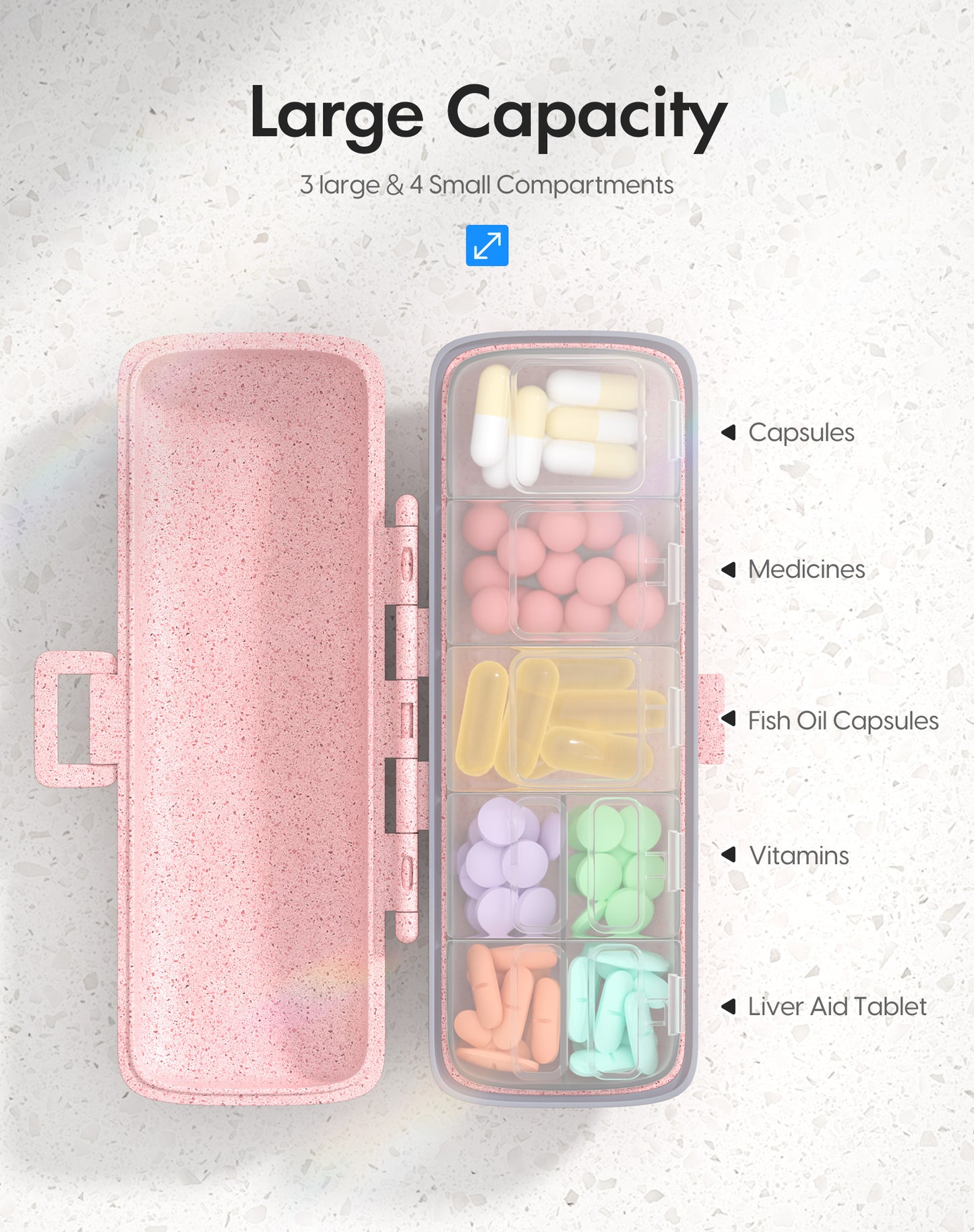 Travel Pill Organizer 3 Pack 7 Compartments
