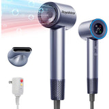 Hair Dryer, Blow Dryer Negative Ionic Care Hair Dryer for Fast Drying, Low Noise, HD Display Hairdryer for Curly Straightener, Thermo-Control Hairdryer with Nozzle