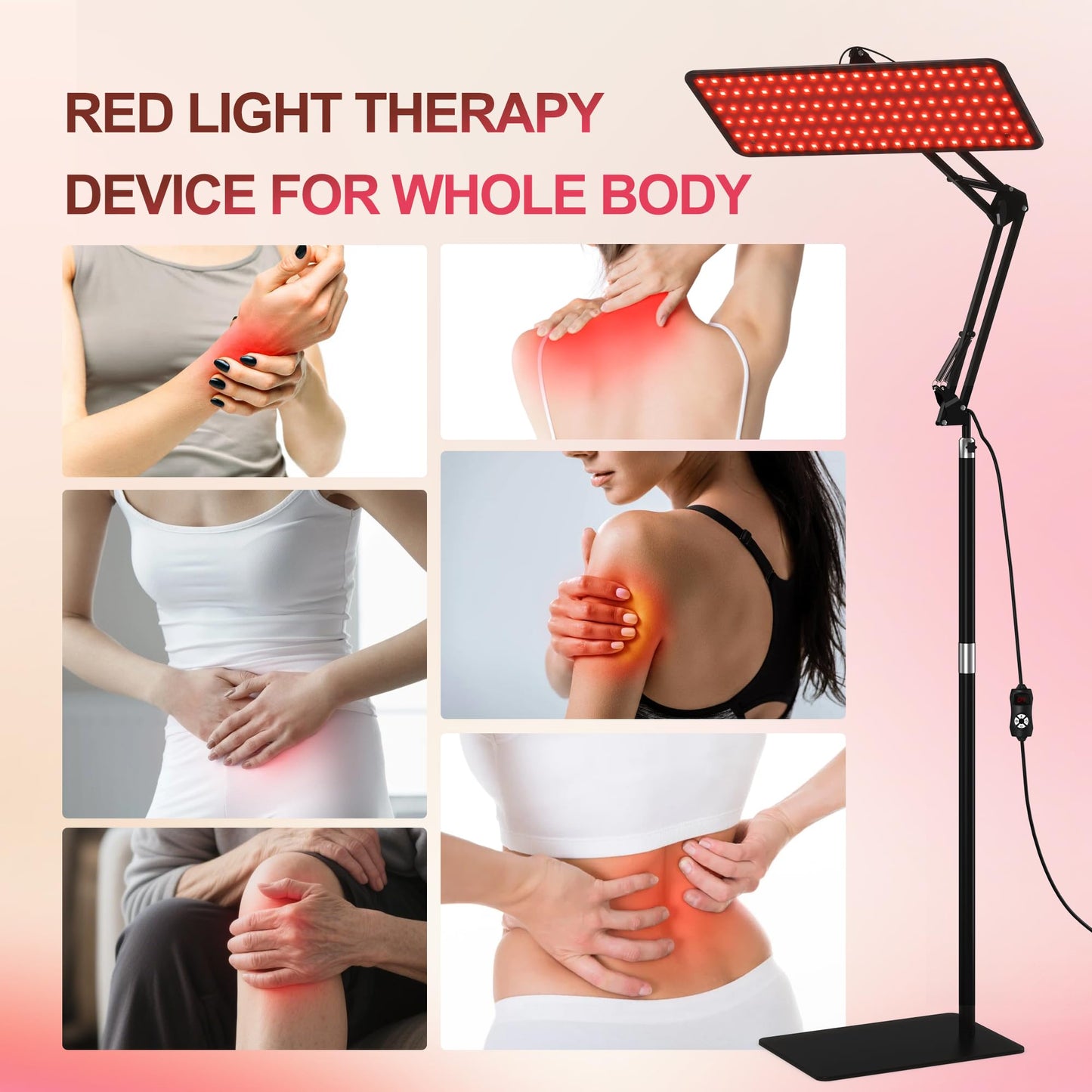 Red Light Therapy Lamp with Stand – Face & Body Use