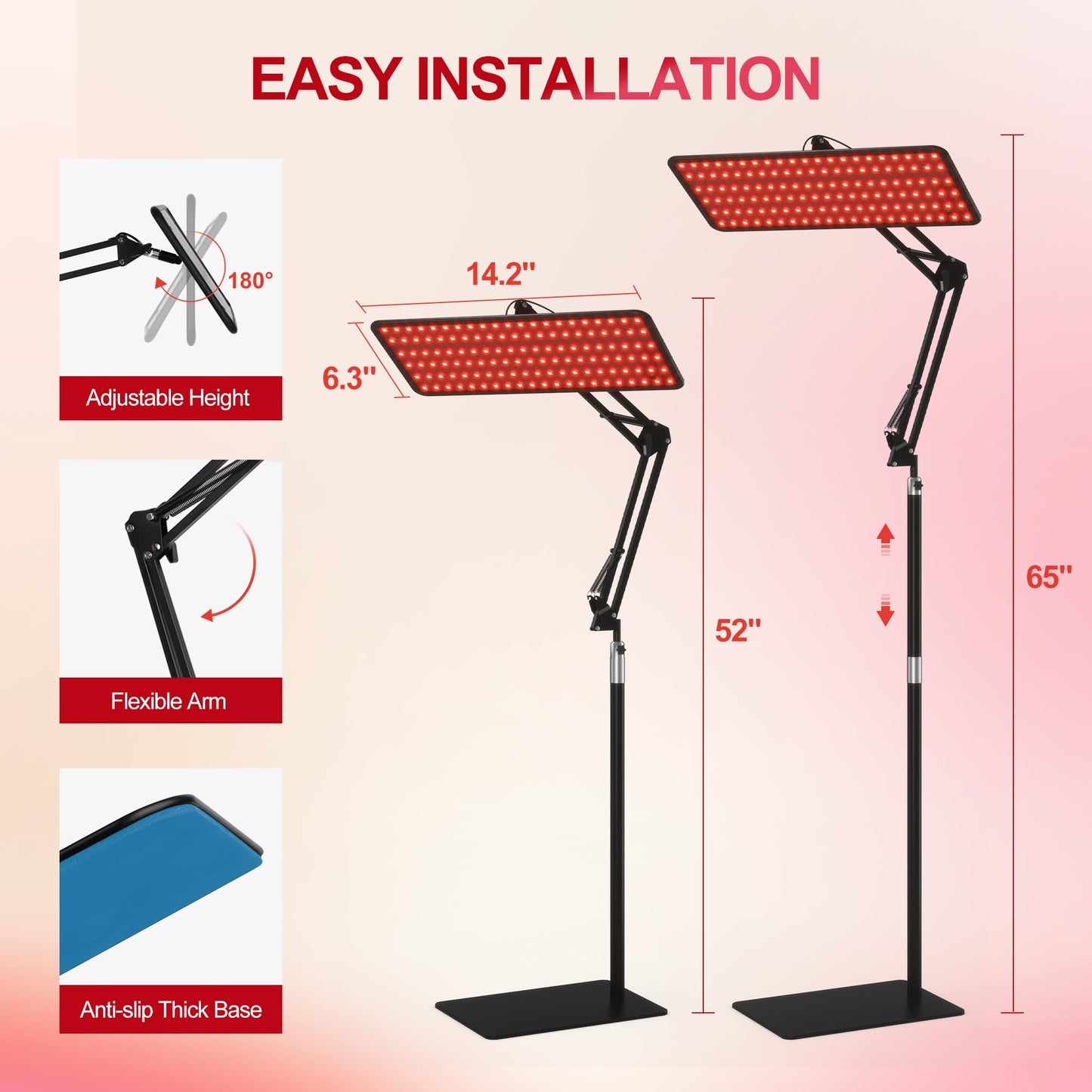 Red Light Therapy Lamp with Stand – Face & Body Use