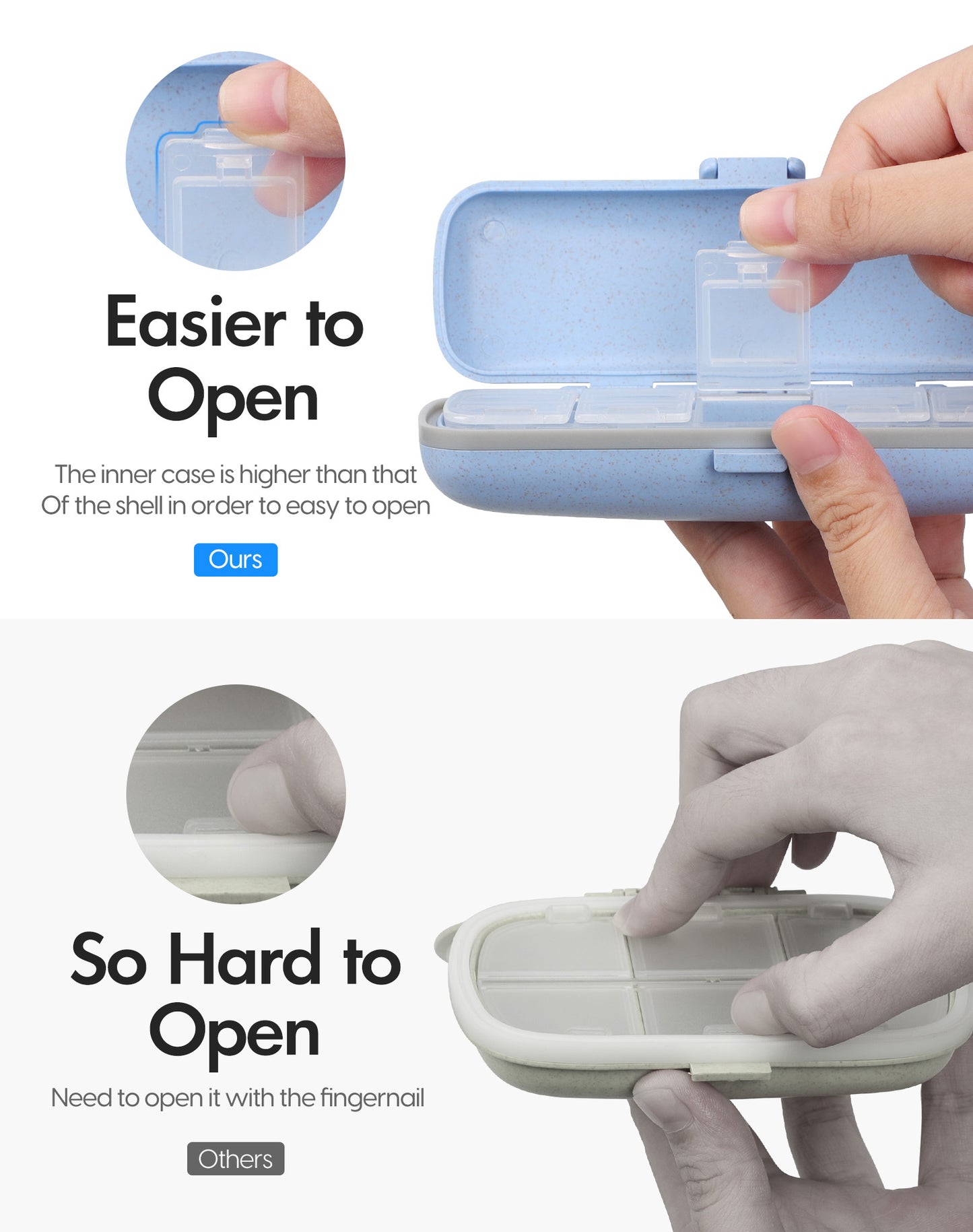Travel Pill Organizer 3 Pack 7 Compartments
