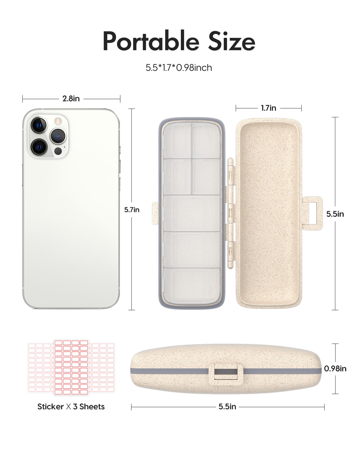 Travel Pill Organizer 3 Pack 7 Compartments