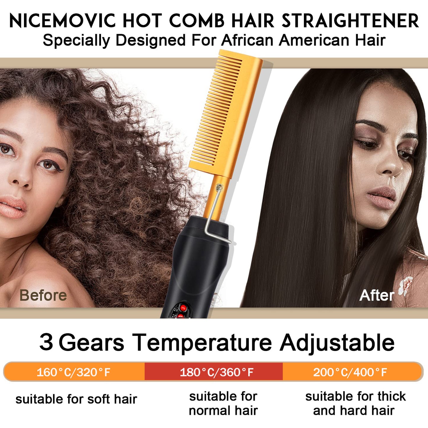 Morfone Ceramic Electric Hair Straightening Comb