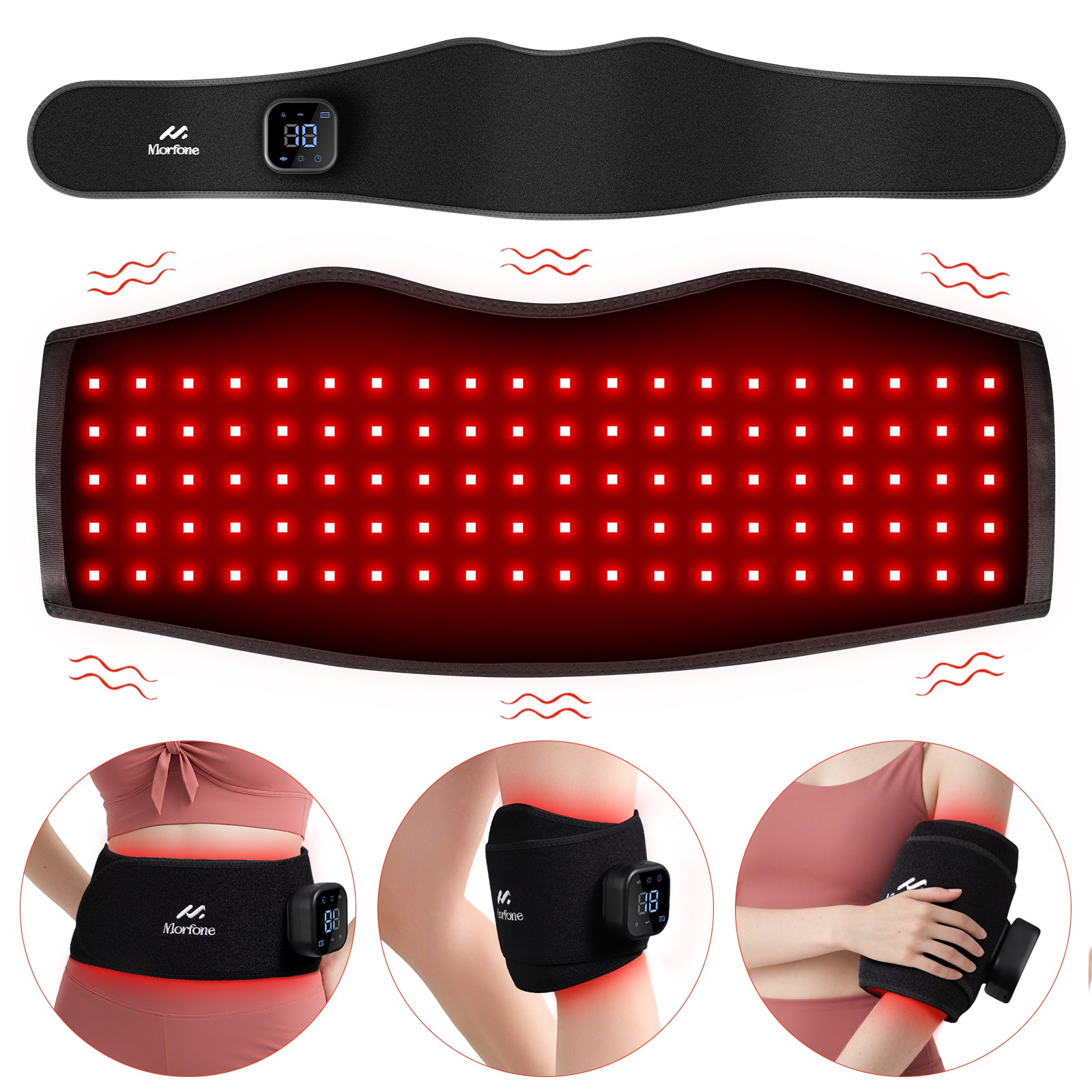 Cordless Red Light Therapy Belt – Heating Massage Pad for Pain Relief