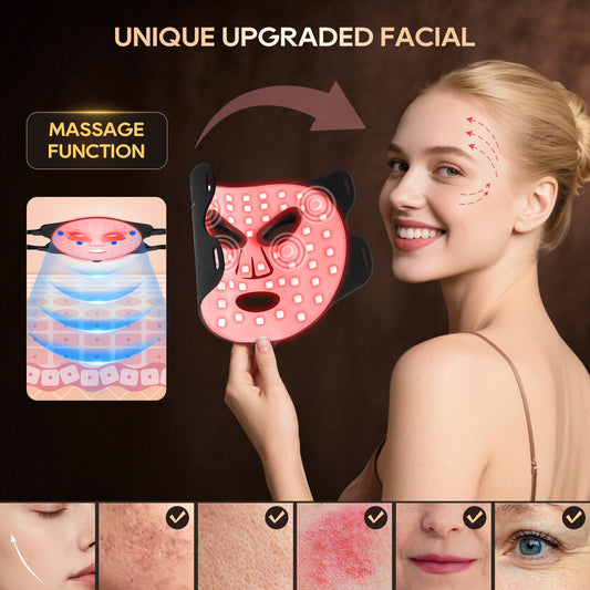 Red Light Therapy for Face, 4 Modes Led Face Mask Light Therapy with Remote