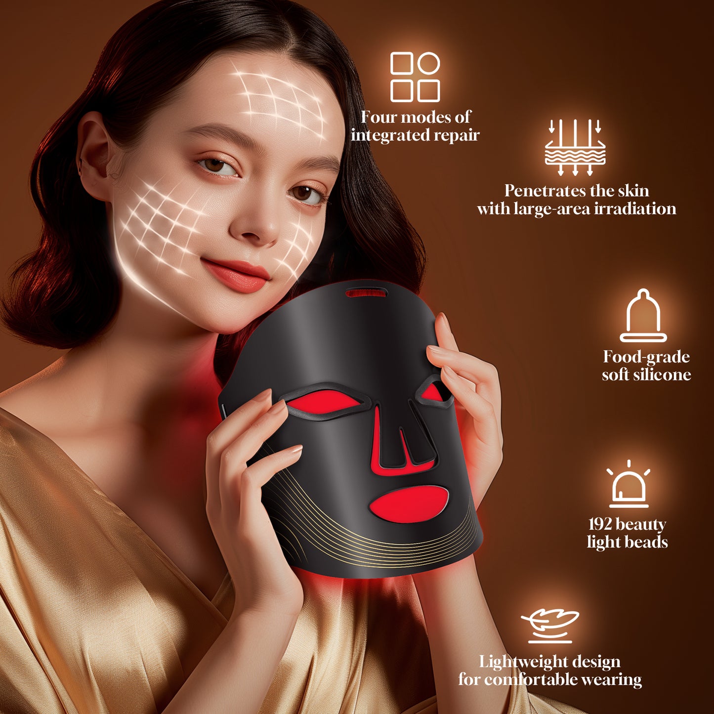 Red Light Therapy for Face, 4 Modes Led Face Mask Light Therapy with Remote