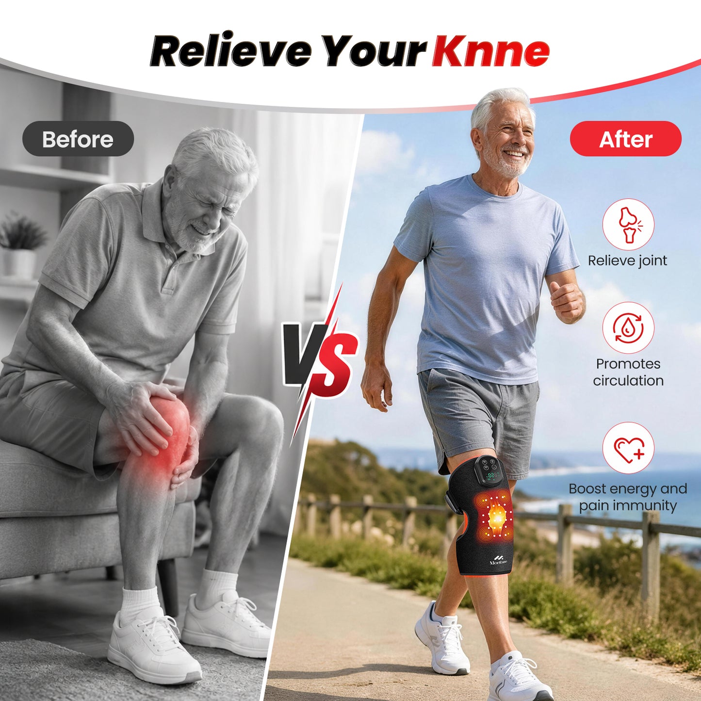 Knee Massager with Heat and Red Light Therapy and Vibration