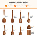 9-Piece Natural Teak Utensil Set with Spoon Rest