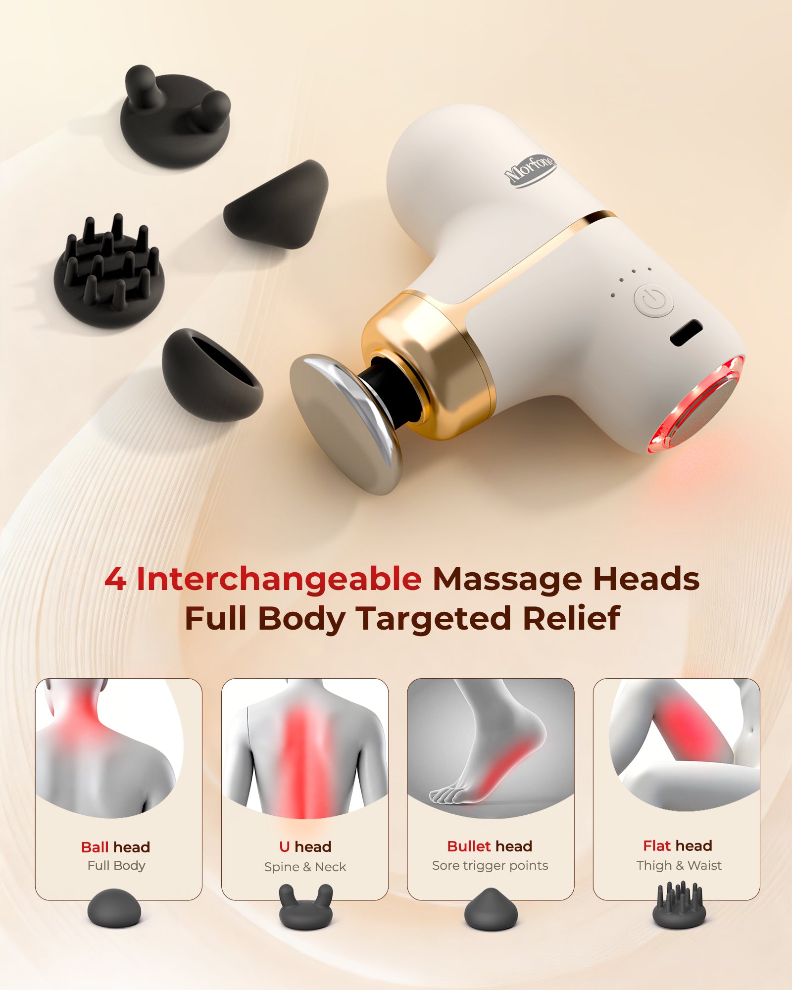 Mini Massage Gun with Heat 660nm Red Light Therapy