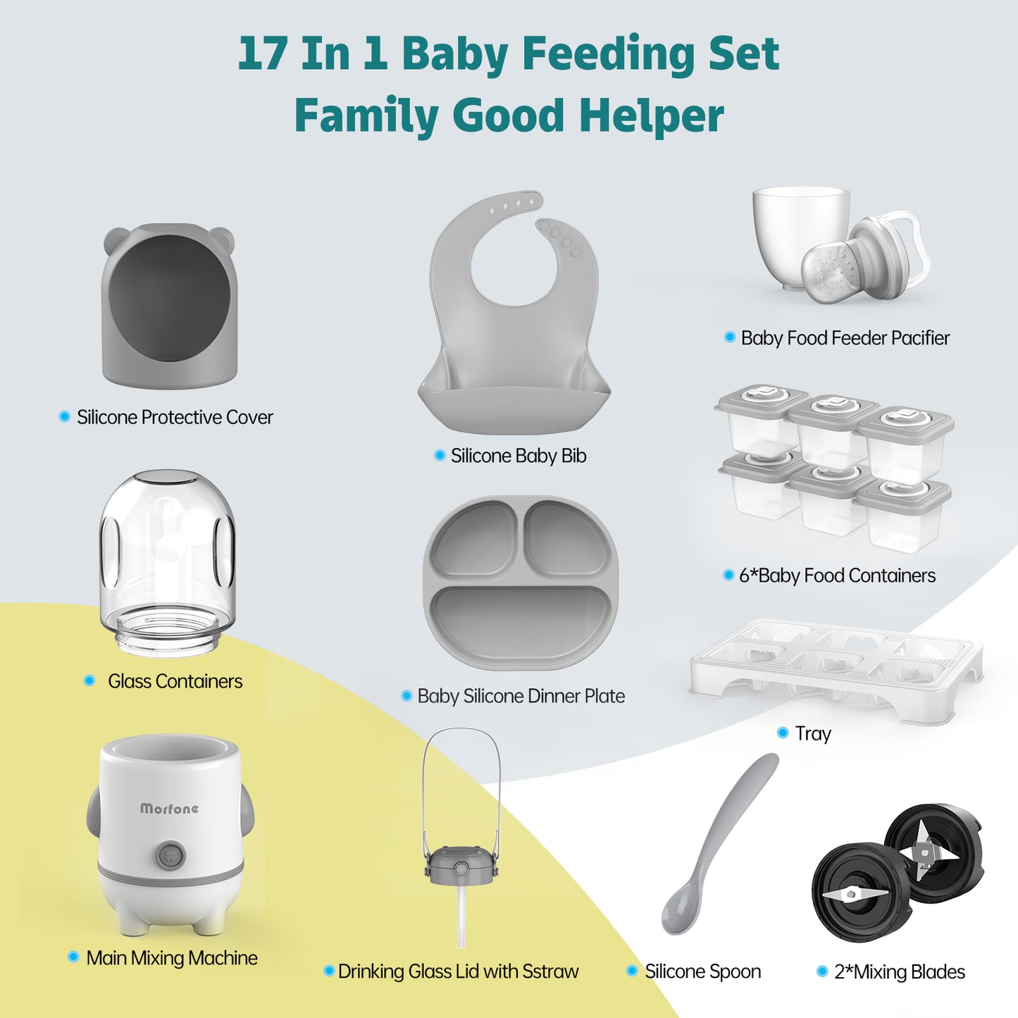 Baby Food Maker, 17 in 1 Set for Baby Food, Baby Food Feeder Pacifier Baby Essentials Gift