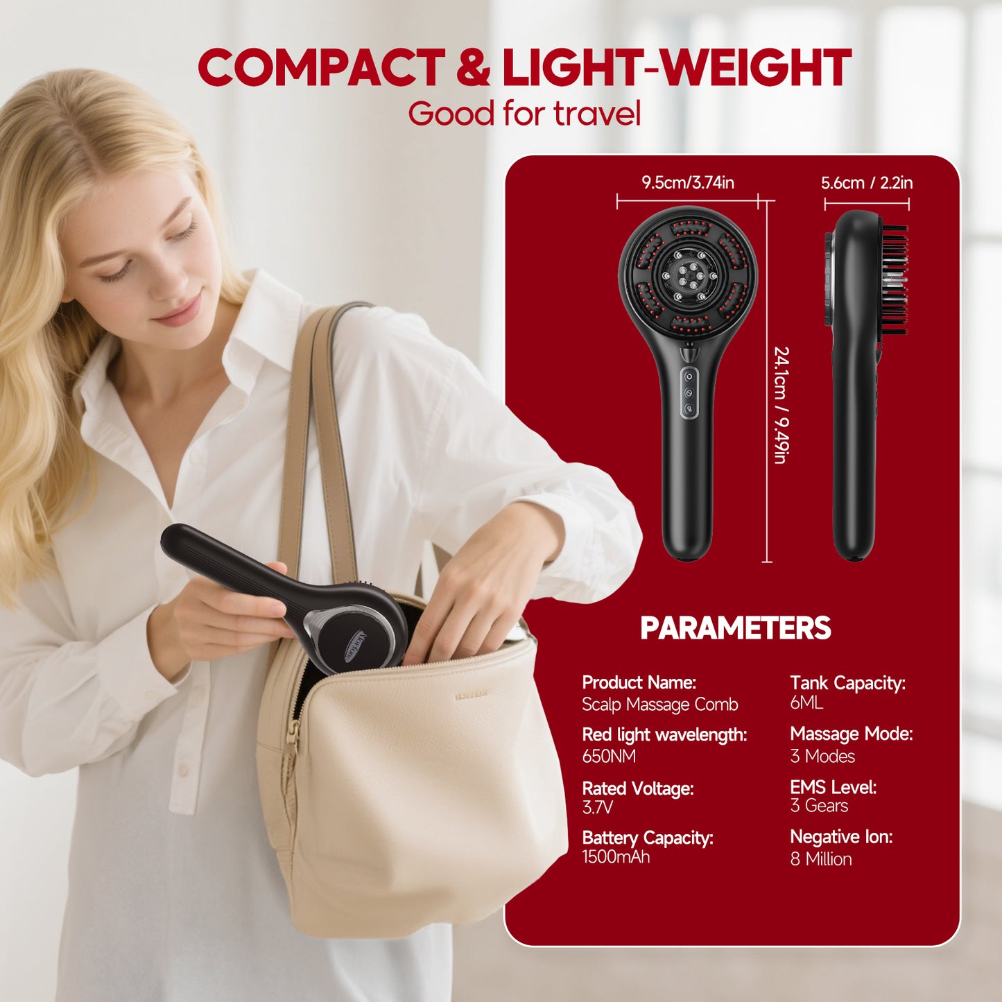 Red Light & Massage Scalp Care Comb