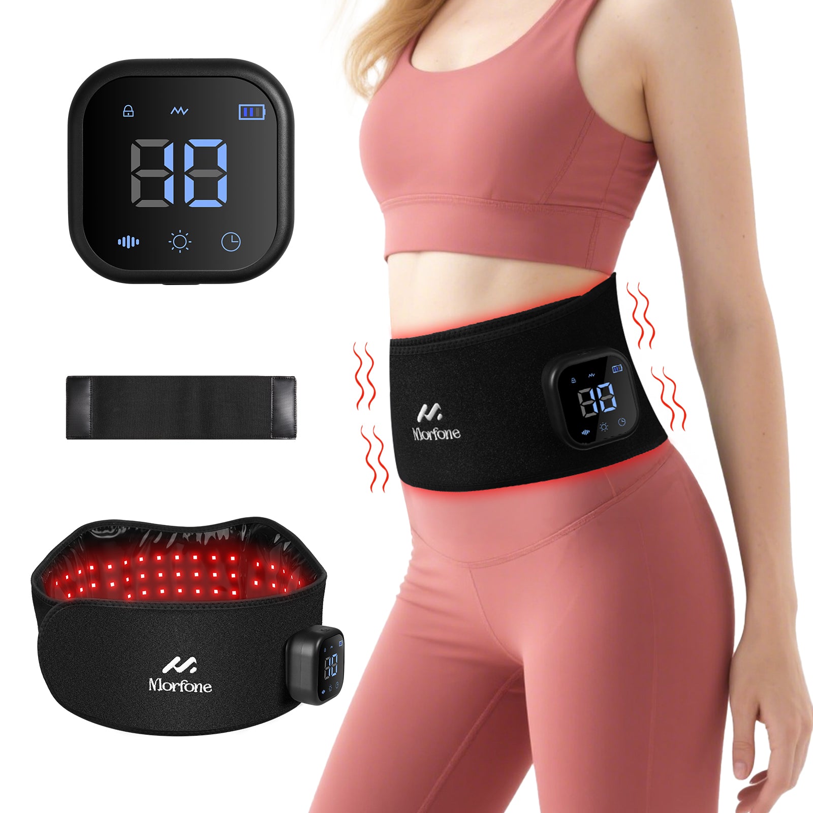 Cordless Red Light Therapy Belt – Heating Massage Pad for Pain Relief