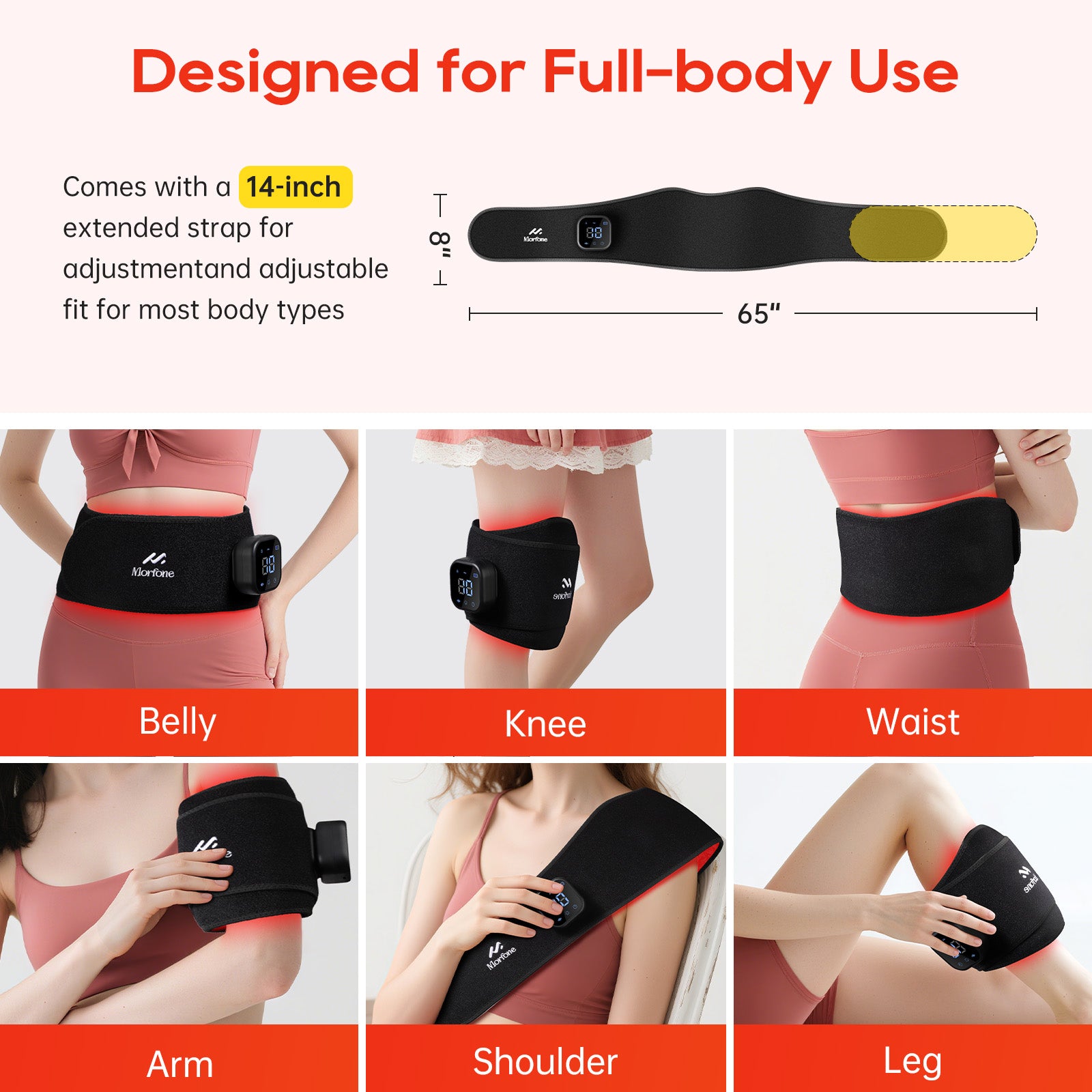 Cordless Red Light Therapy Belt – Heating Massage Pad for Pain Relief