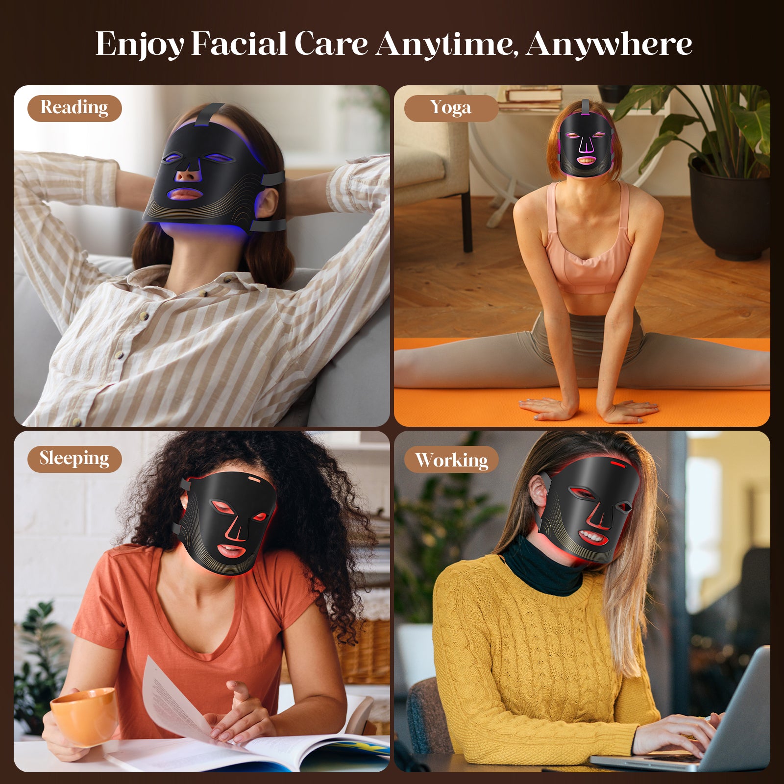 Red Light Therapy for Face, 4 Modes Led Face Mask Light Therapy