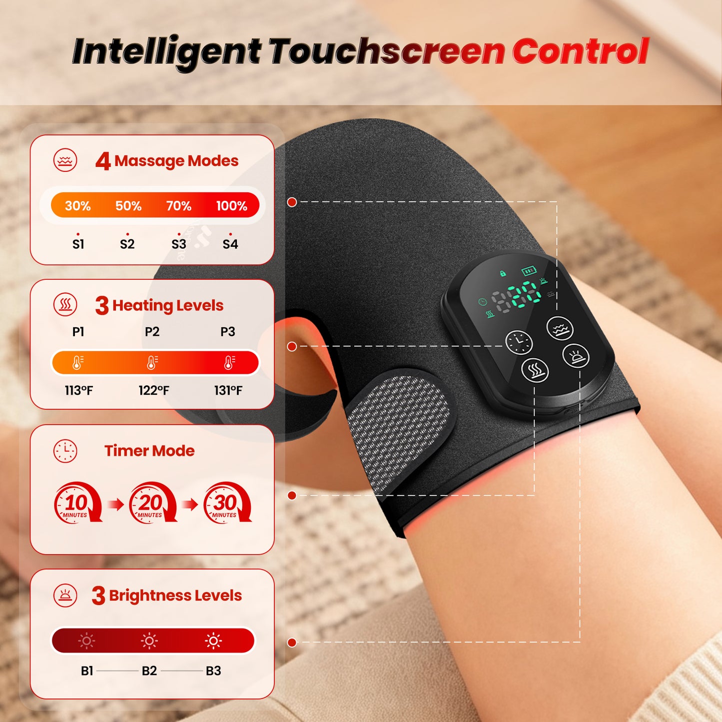 Knee Massager with Heat and Red Light Therapy and Vibration