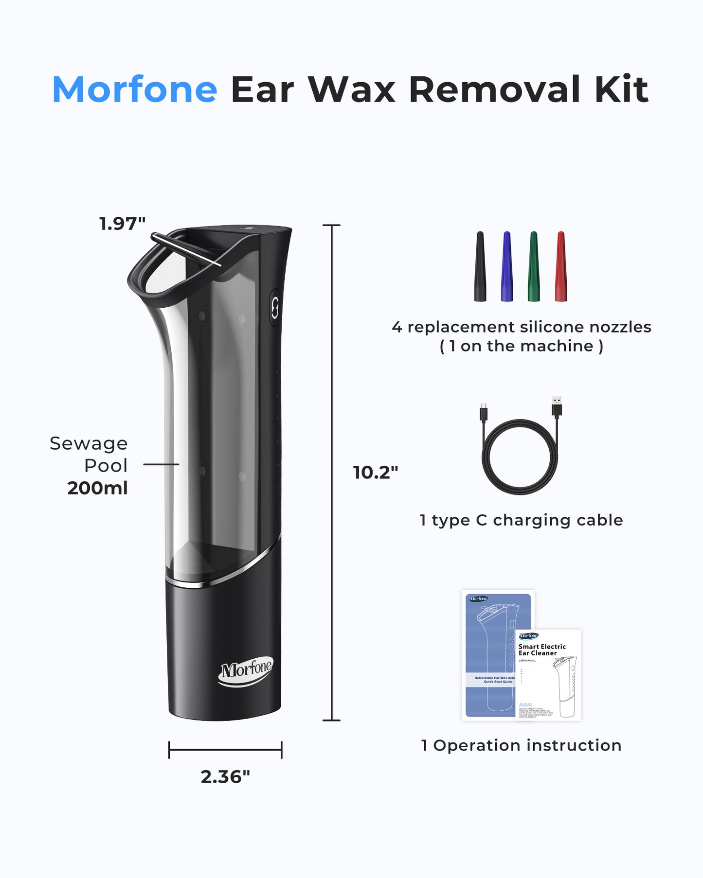 Morfone Electric Ear Wax Removal Kit with Magnetic Waste Tank