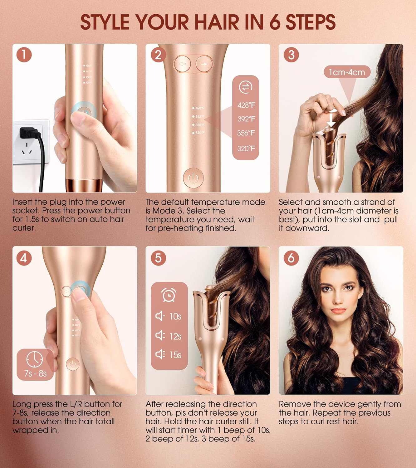 Morfone Automatic Curling Iron Golden