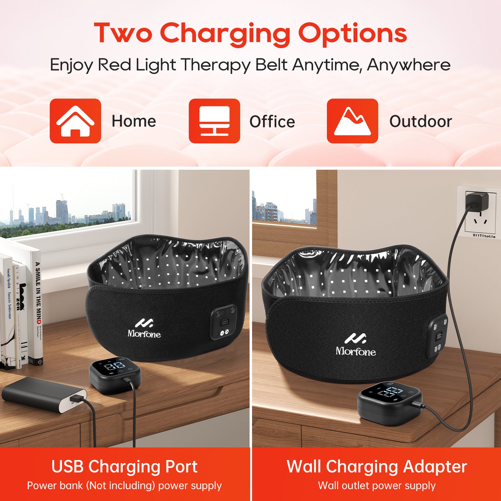 Cordless Red Light Therapy Belt – Heating Massage Pad for Pain Relief