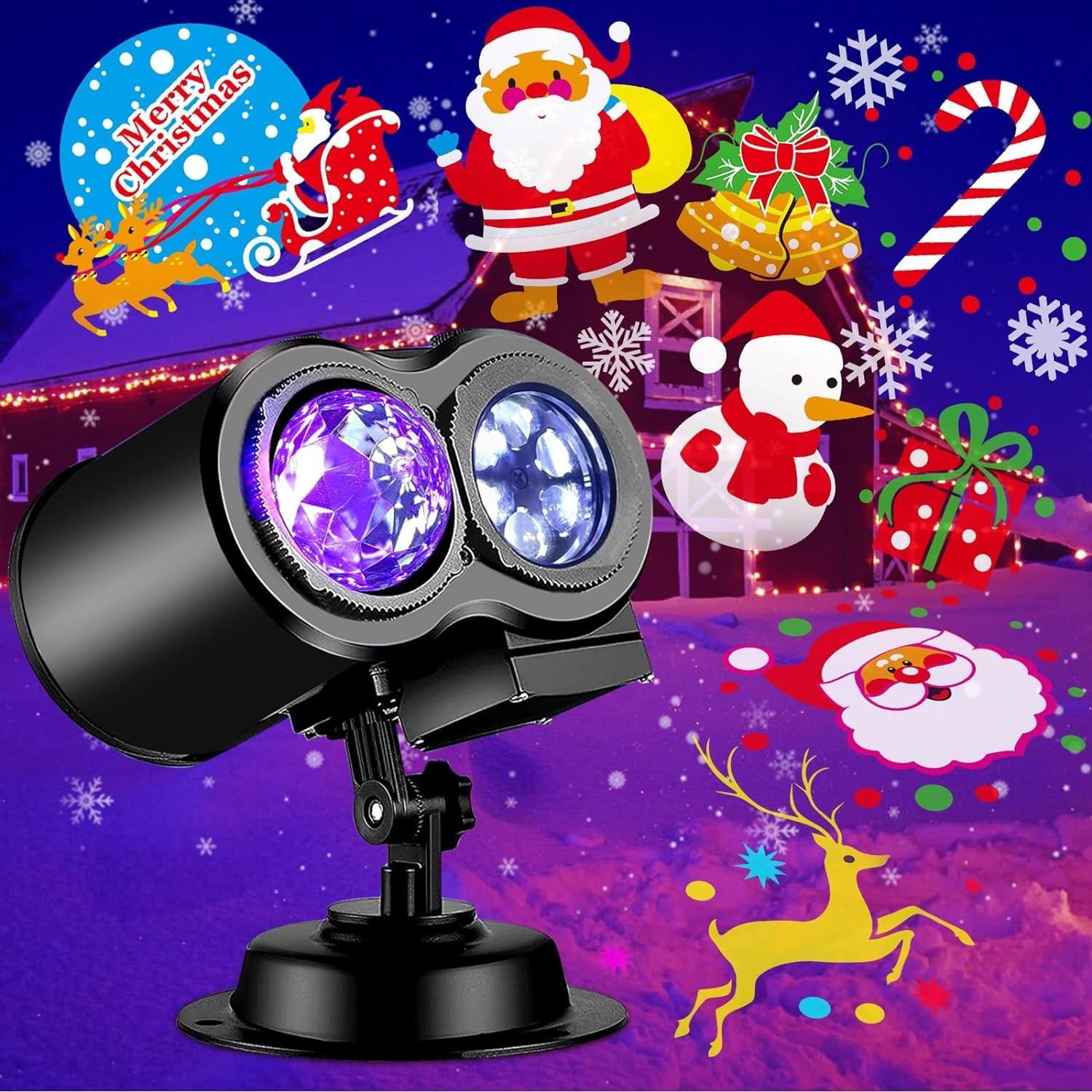 Brighter Christmas Decorations Projector Lights Outdoor 2023 Upgrade, 16 HD Effects (3D Ocean Wave & Patterns), 11 Holiday Projector Home Party Light Show