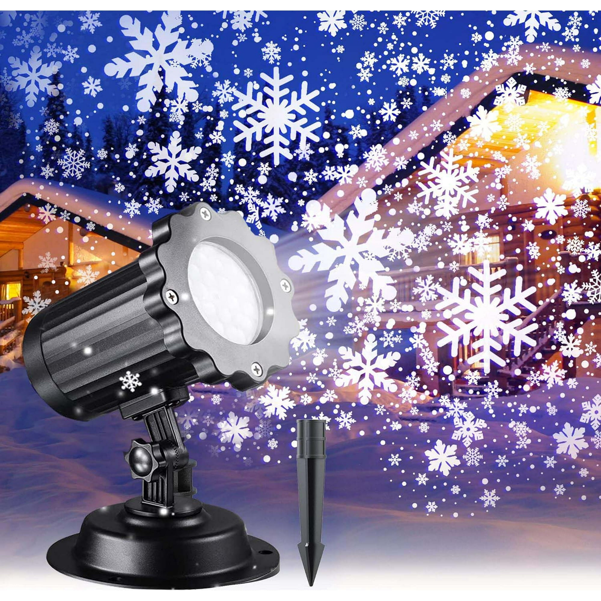 Christmas Projector Lights Outdoor with Remote Control Timer, IP65 Waterproof, Wall Mountable, 14.76ft Cable, Snowflake Projection Lamp for Xmas Holiday New Year House Party Decoration