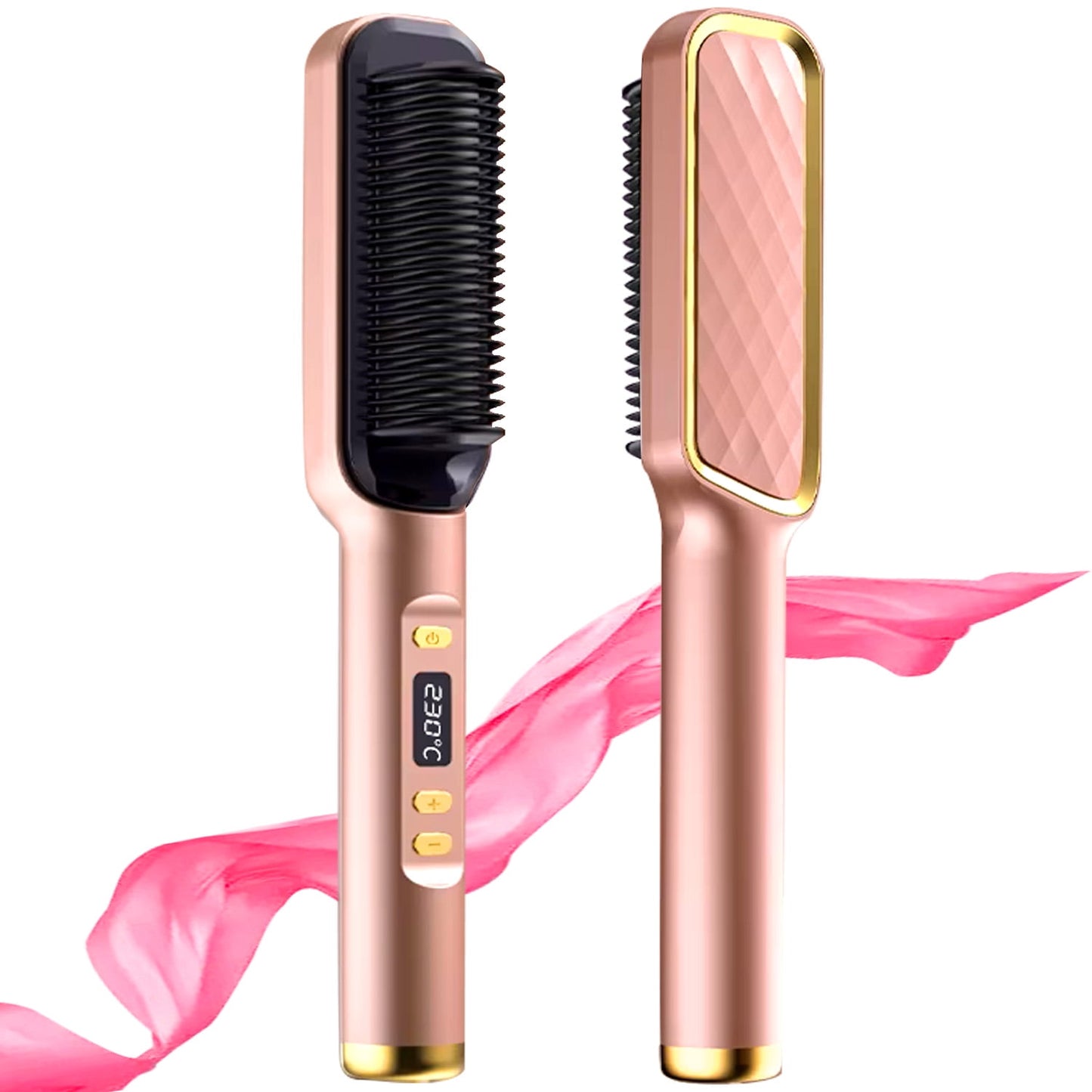 Morfone Hair Straightener Brush, Hair Straightening Iron with Built-in Comb, 10s Fast Heating & Multi Temp Settings & Anti-Scald, Perfect for Professional Salon at Home