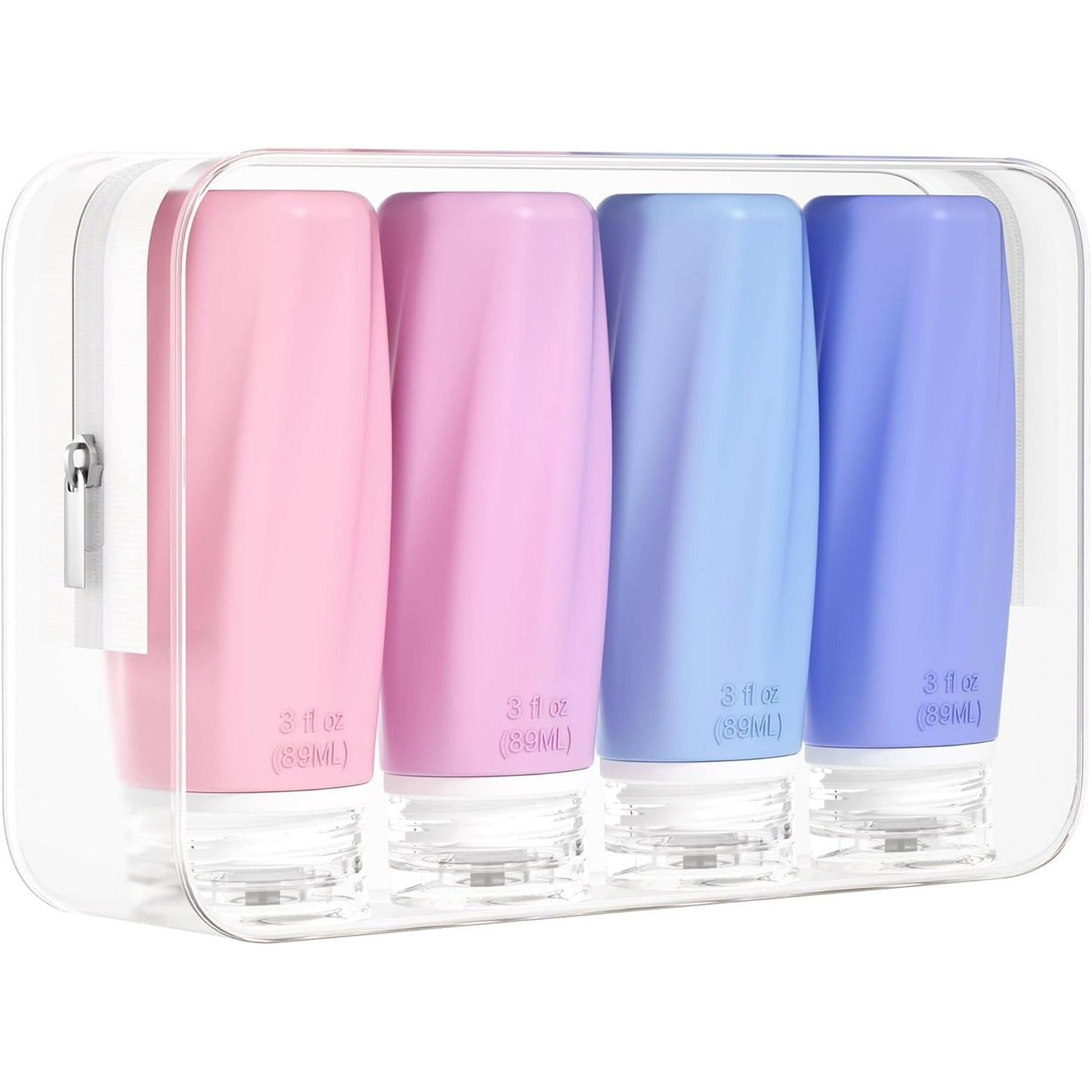Morfone 4 pack Travel Bottles for Toiletries, TSA Approved Silicone Travel Toiletries, BPA Free Leak Proof Tubs Refillable Liquid with Toiletry Bag, Shampoo Travel Essentials Toiletry Bottles