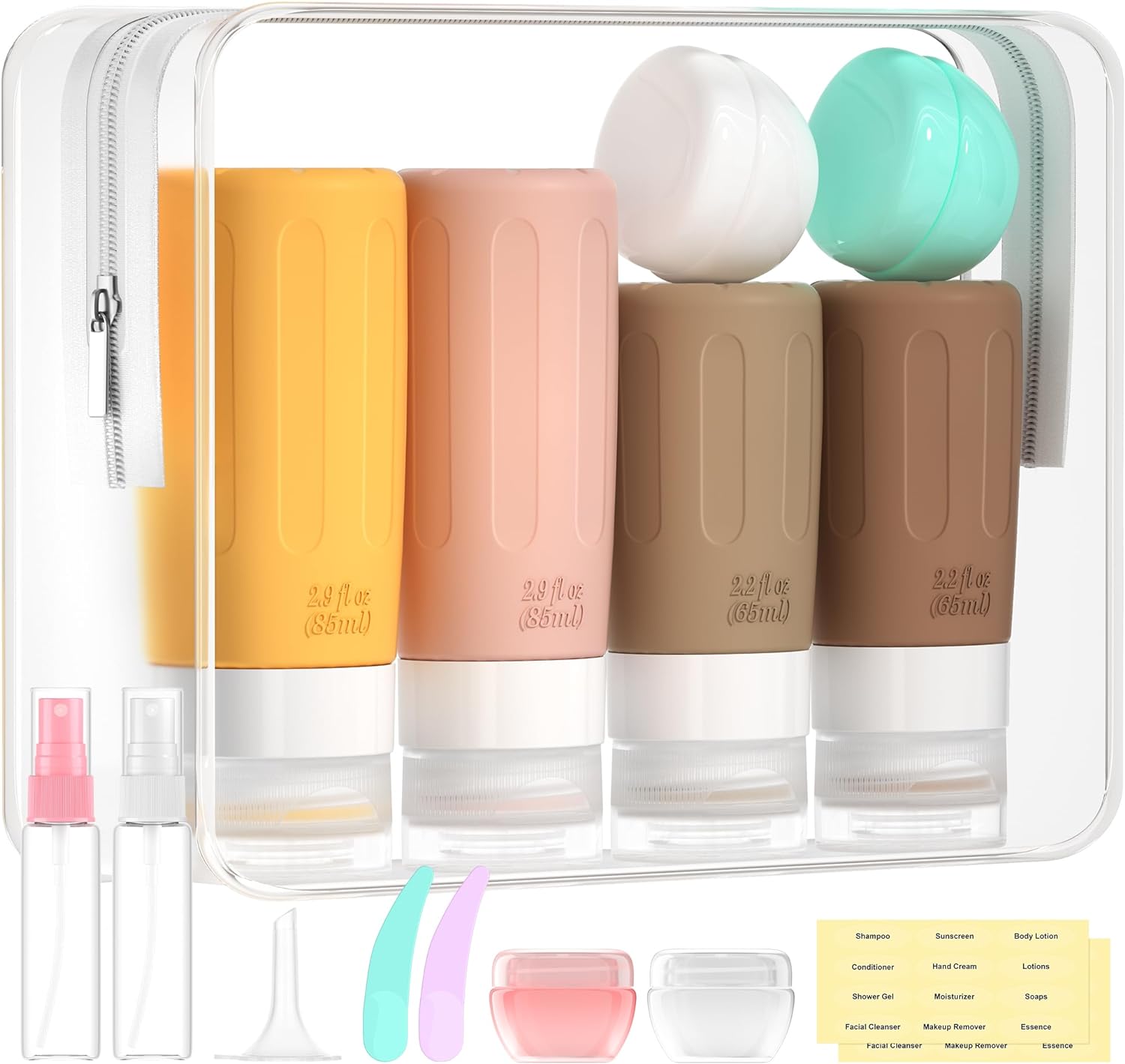 Morfone 16 Pack Travel Bottles Set for Toiletries Pink