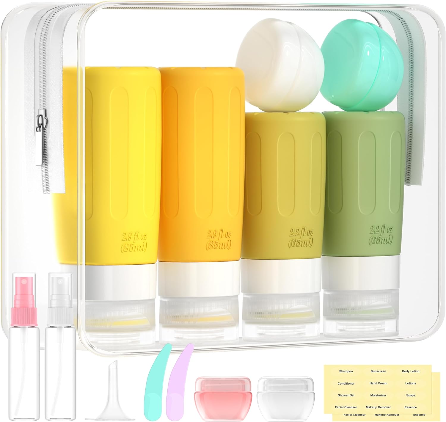 Morfone 16 Pack Travel Bottles Set for Toiletries Yellow