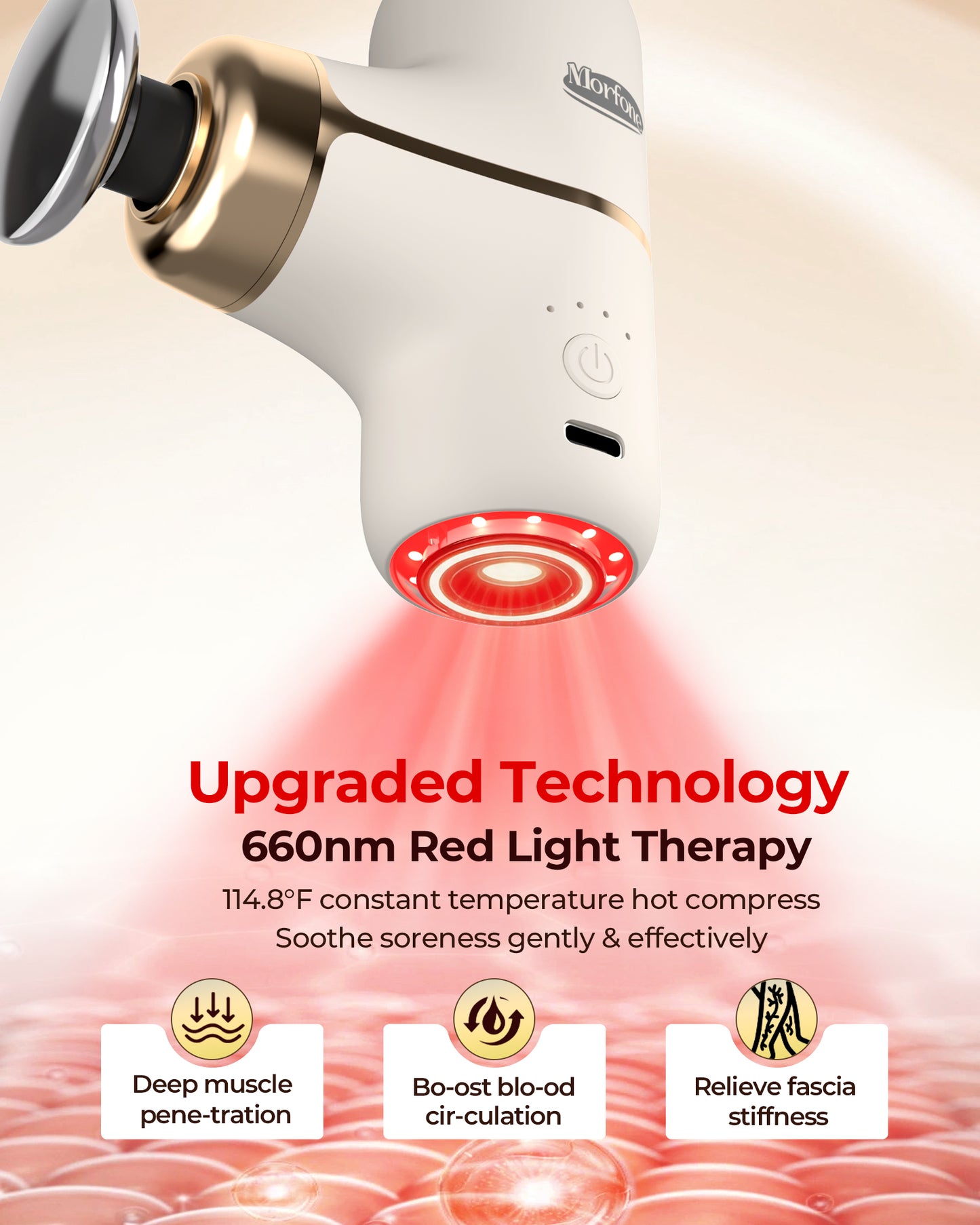 Mini Massage Gun with Heat 660nm Red Light Therapy