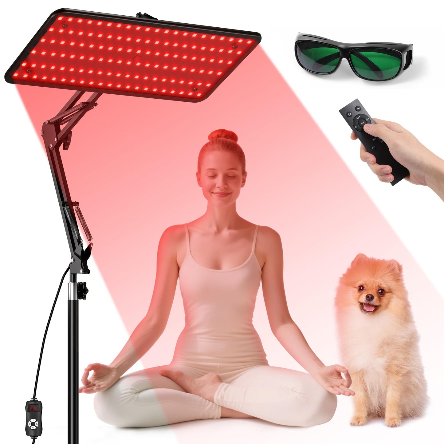 Red Light Therapy Lamp with Remote for Face and Body