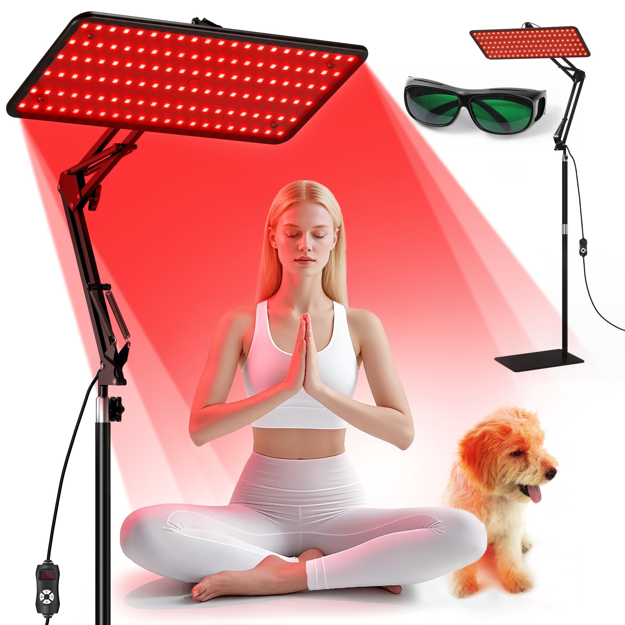 120-LED Red Light Therapy Lamp – Adjustable Stand for Face & Body