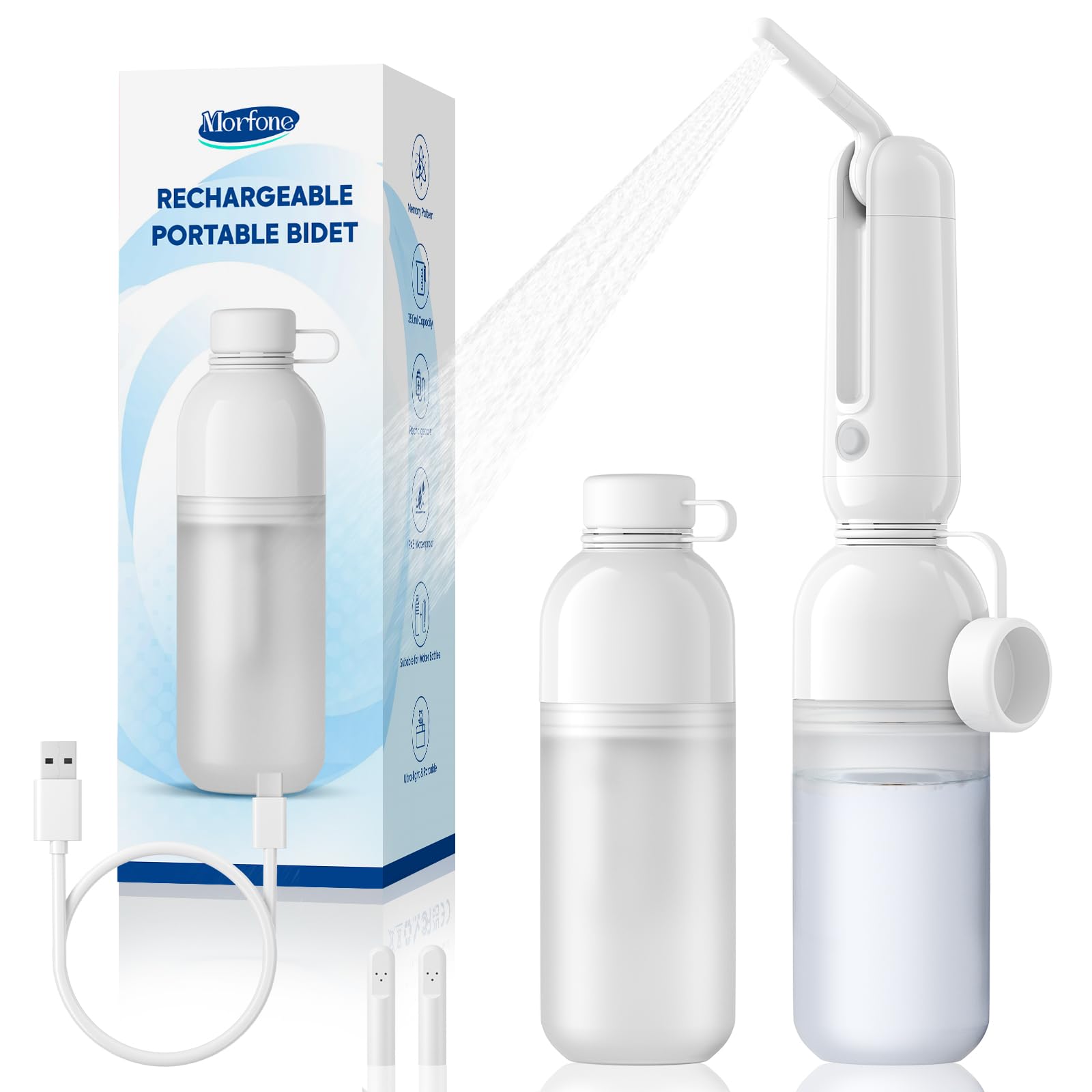 Portable Bidet for Travel | Electric High-Pressure Dual Spray,USB-C Rechargeable, Waterproof