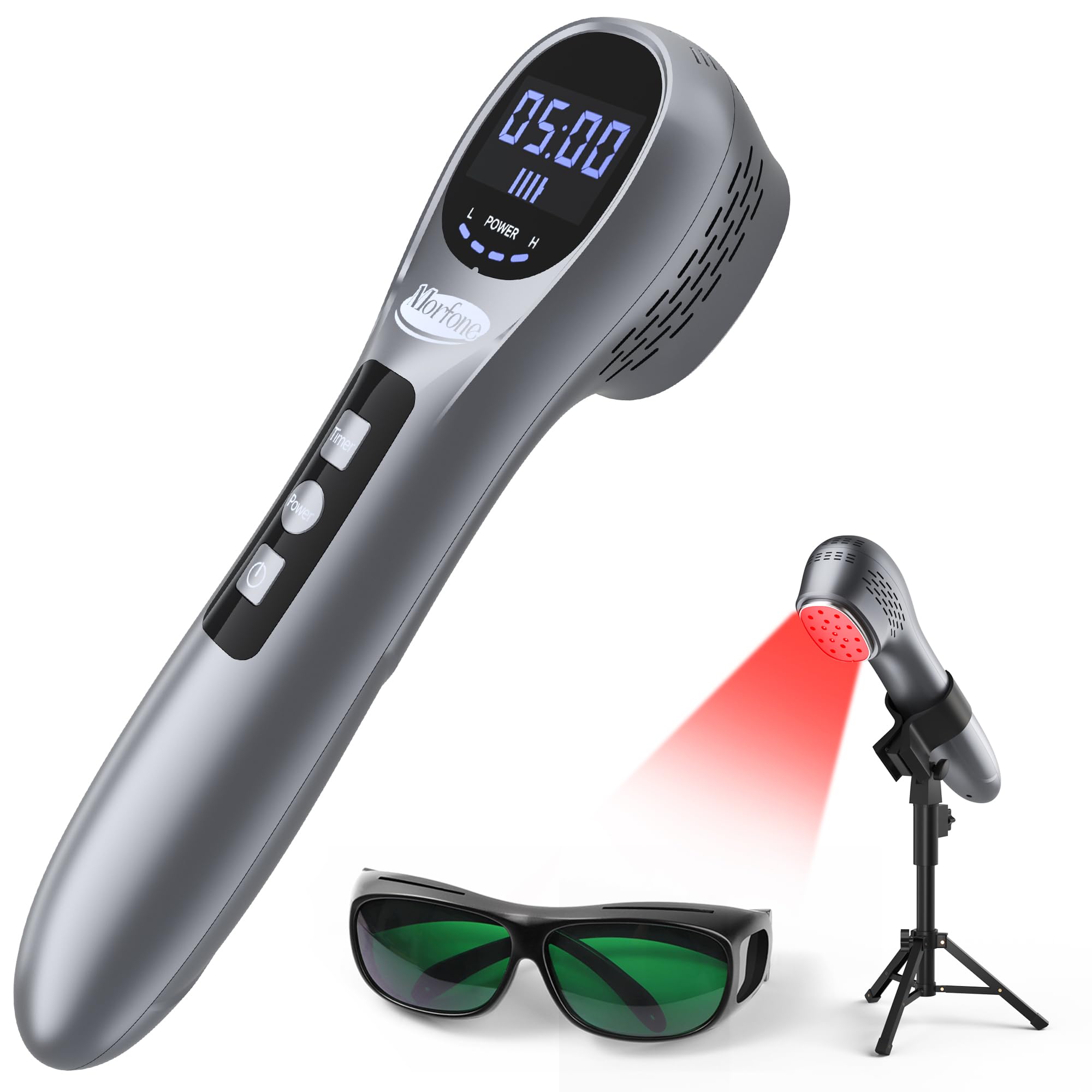 Handheld Red & Near-Infrared Light Therapy Wand with Stand & Glasses