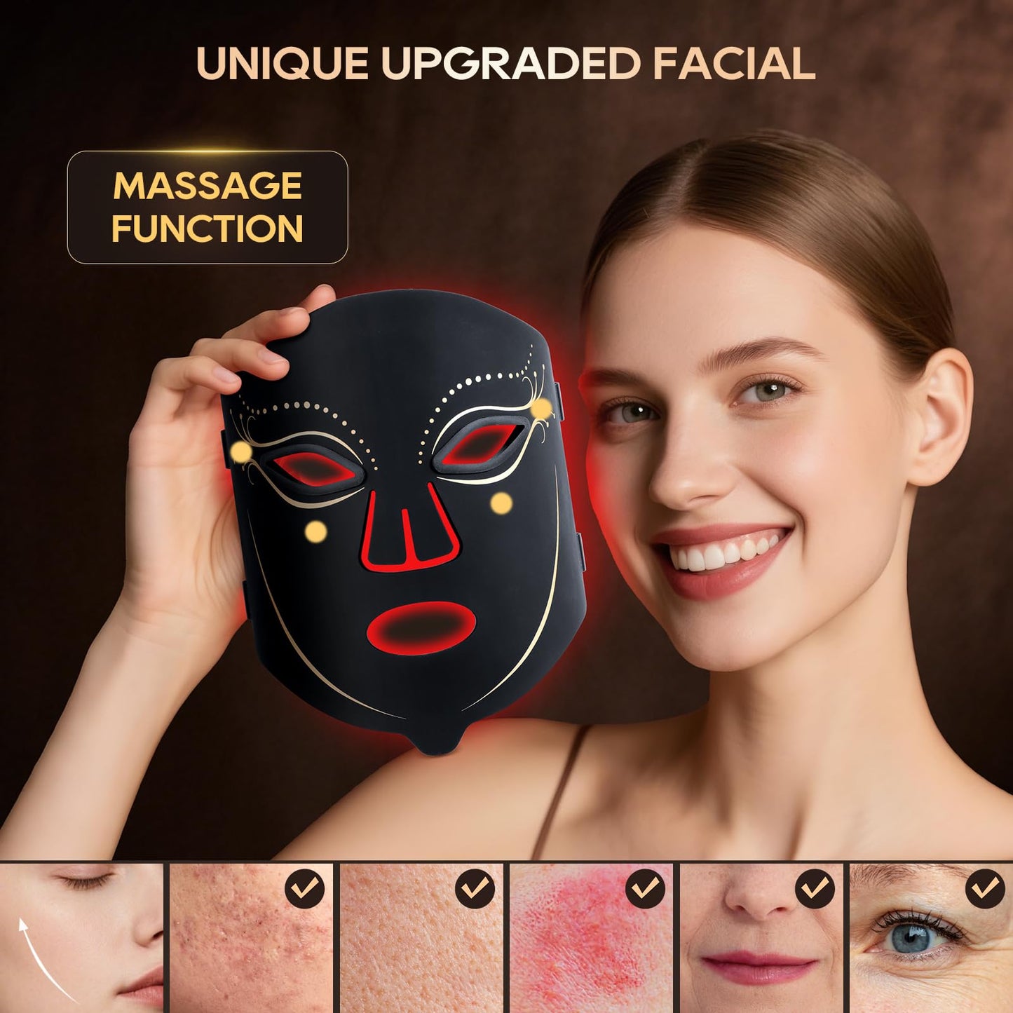 LED Red Light Therapy Mask for Face – 4 Modes, Timer, Home Use