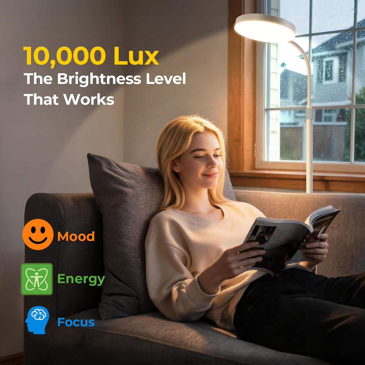 Morfone Light Lamp, 10000 Lux Sun Light Lamp with App Control