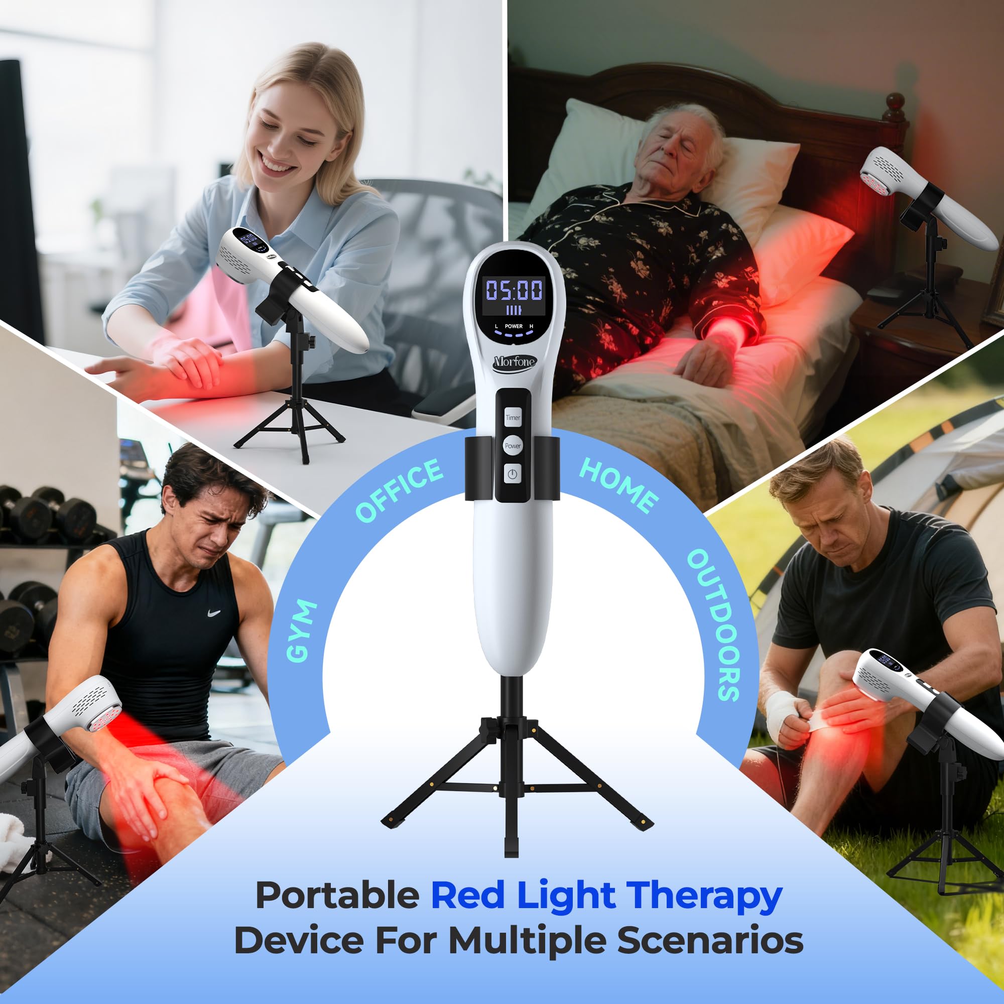 Handheld Red & Near-Infrared Light Therapy Wand with Stand & Glasses