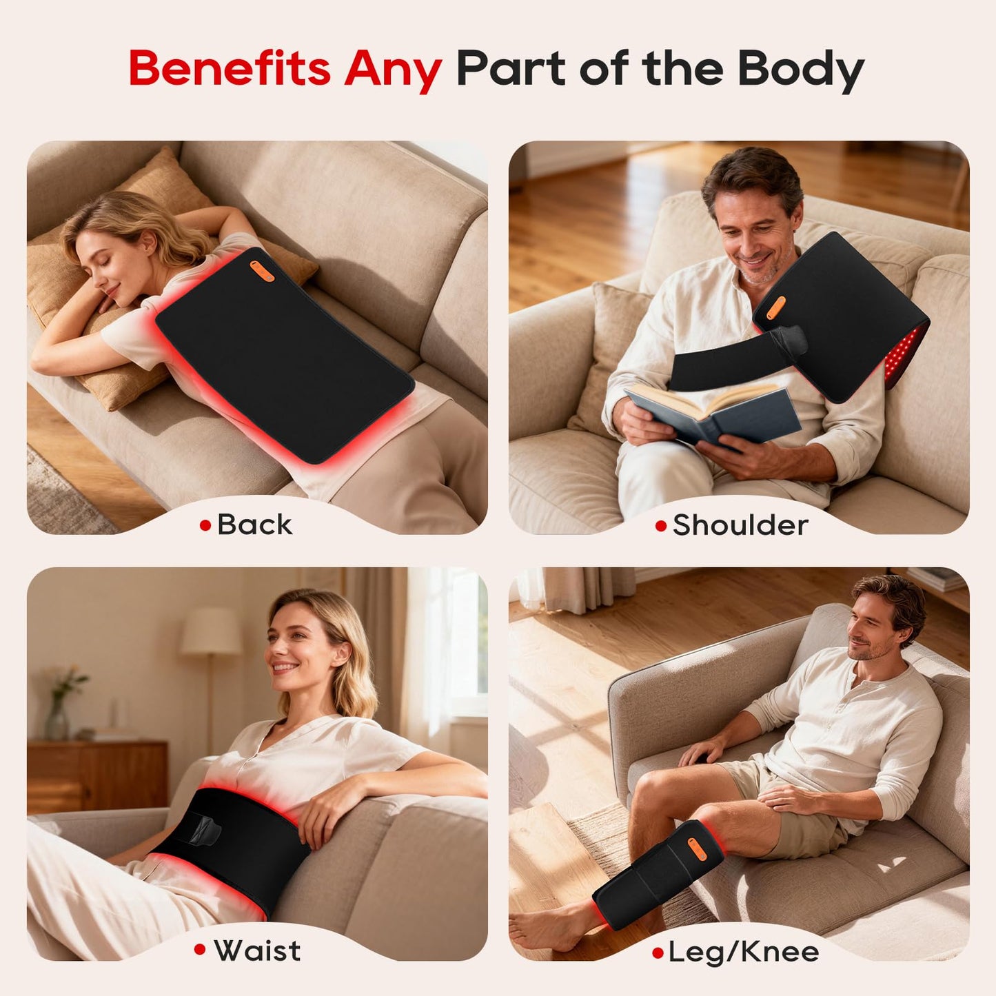 Cordless Red Light Therapy Mat - 24"x12" Infrared Heating Pad