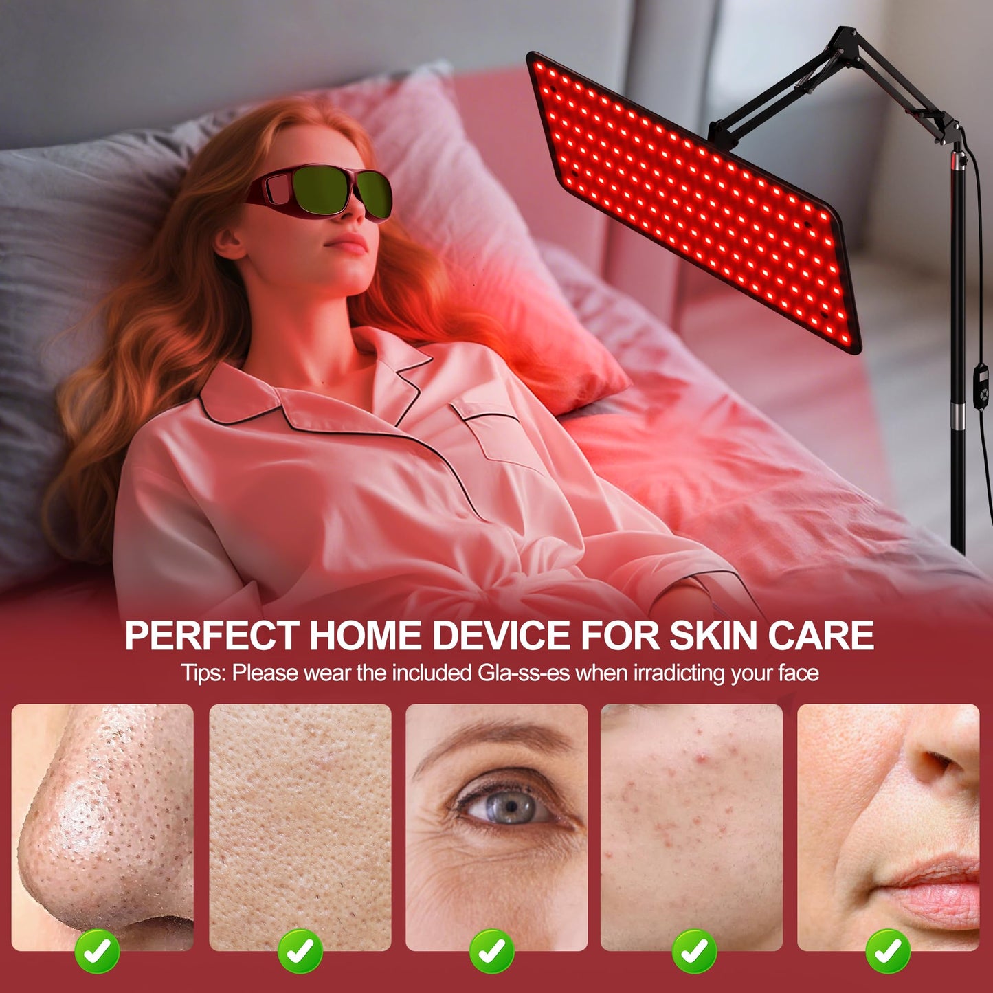 Red Light Therapy Lamp with Stand Face & Body Use