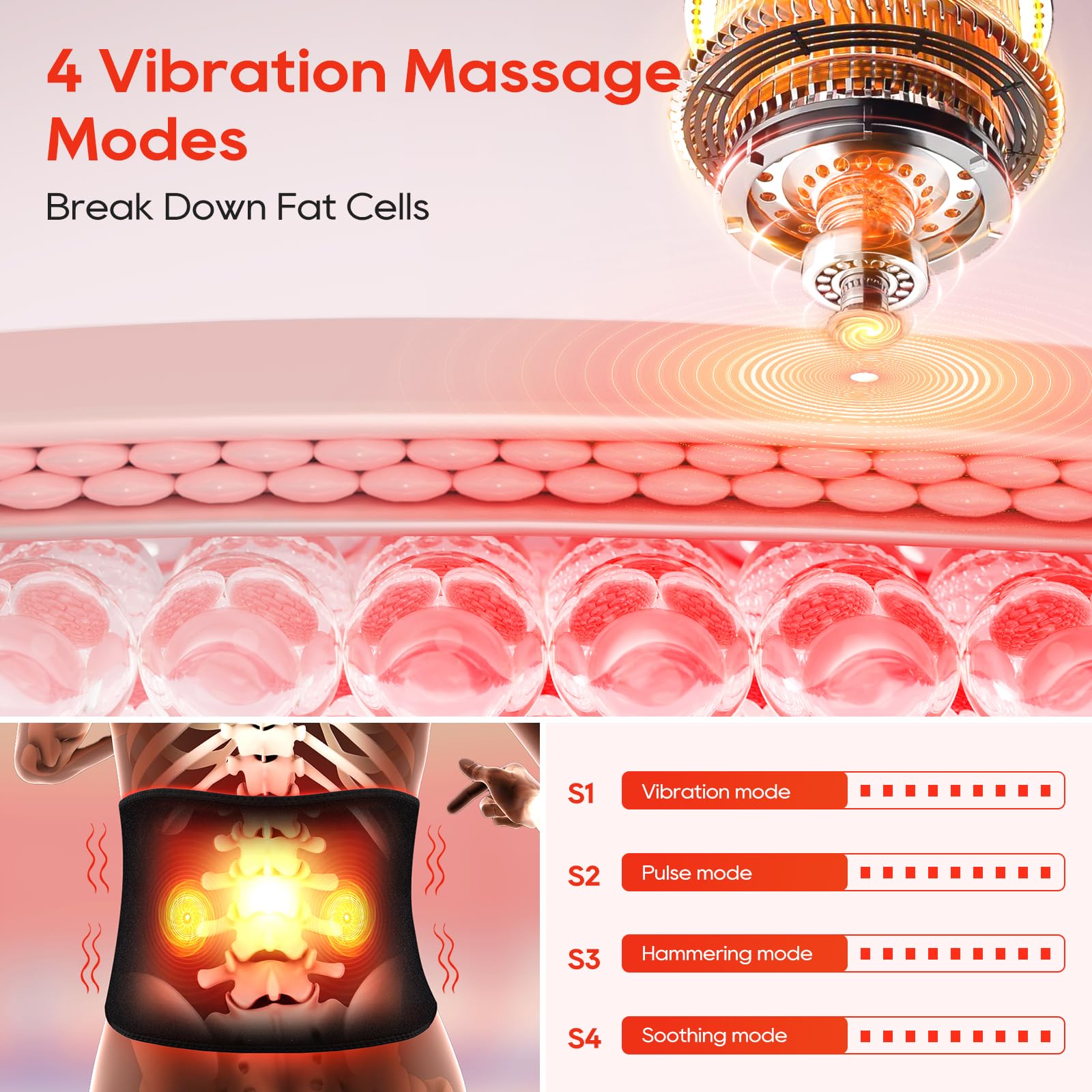 Cordless Red Light Therapy Belt -- Heating Massage Pad for Pain Relief