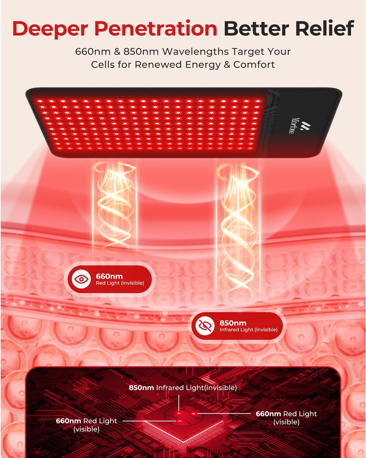 Cordless Red Light Therapy Mat - 24"x12" Infrared Heating Pad