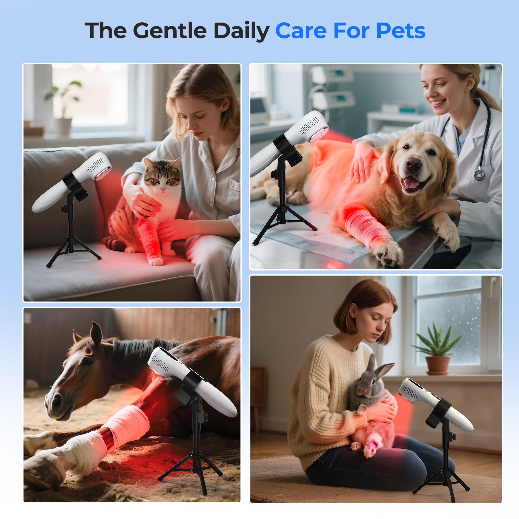 Handheld Red & Near-Infrared Light Therapy Wand with Stand & Glasses