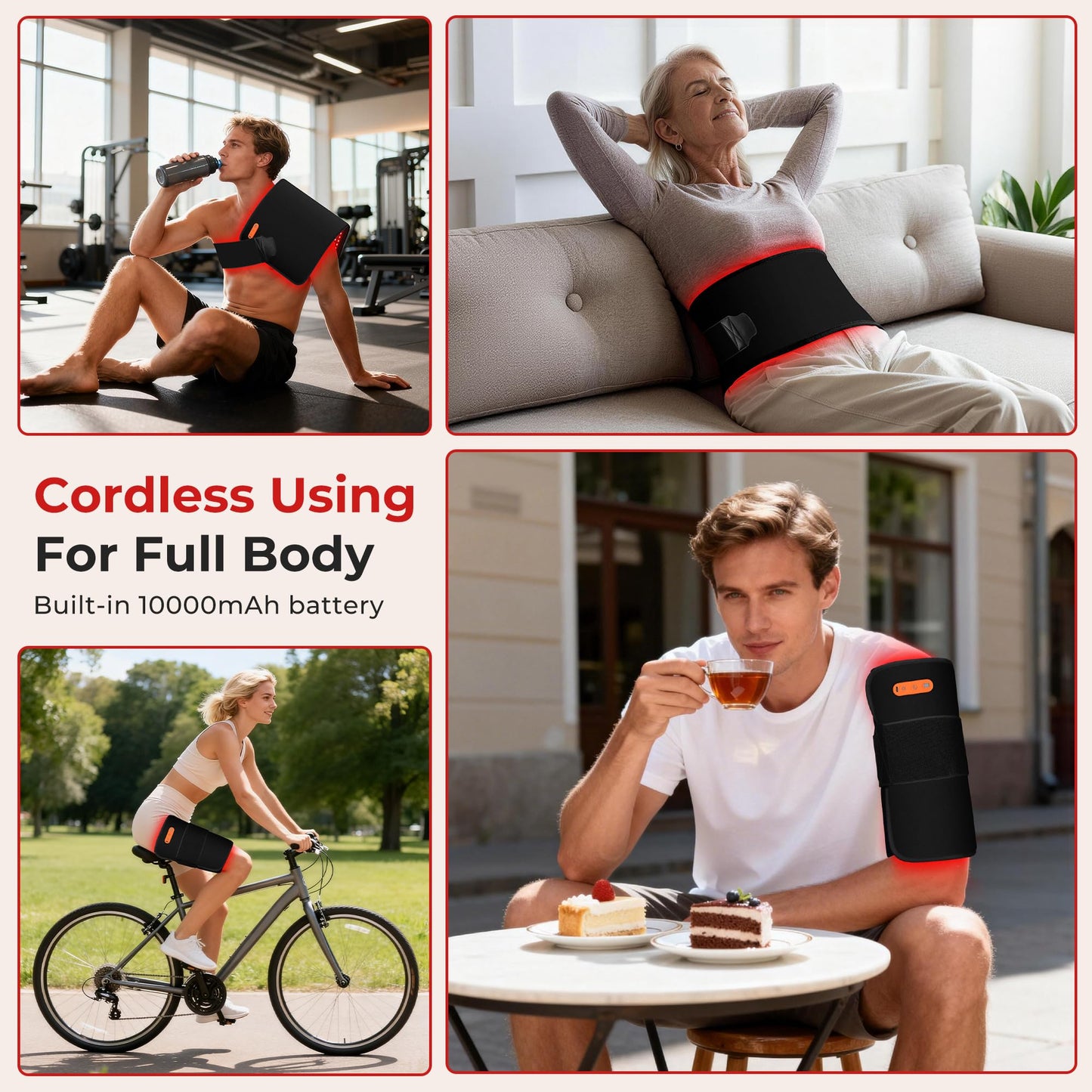 Cordless Red Light Therapy Mat - 24"x12" Infrared Heating Pad