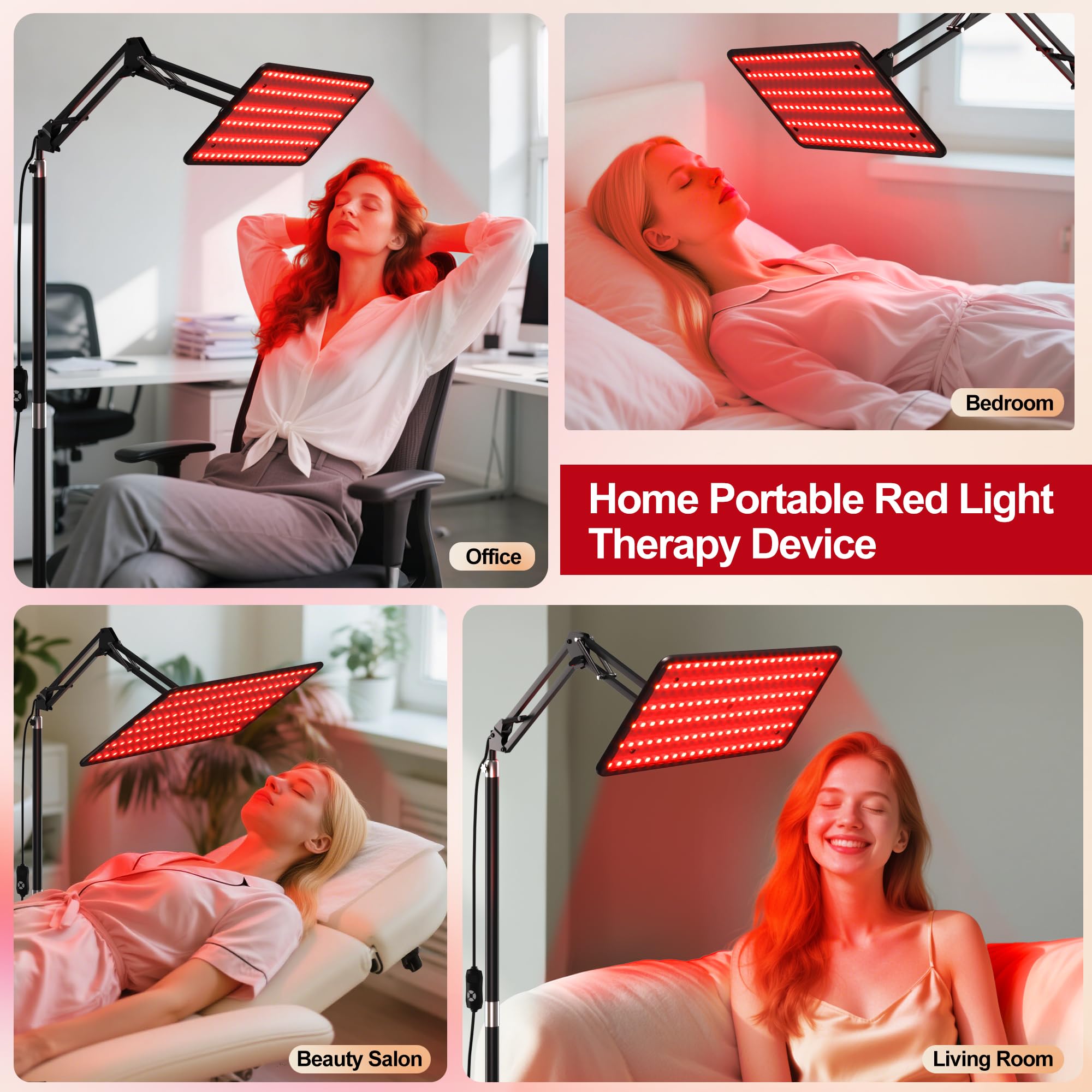 120-LED Red Light Therapy Lamp – Adjustable Stand for Face & Body