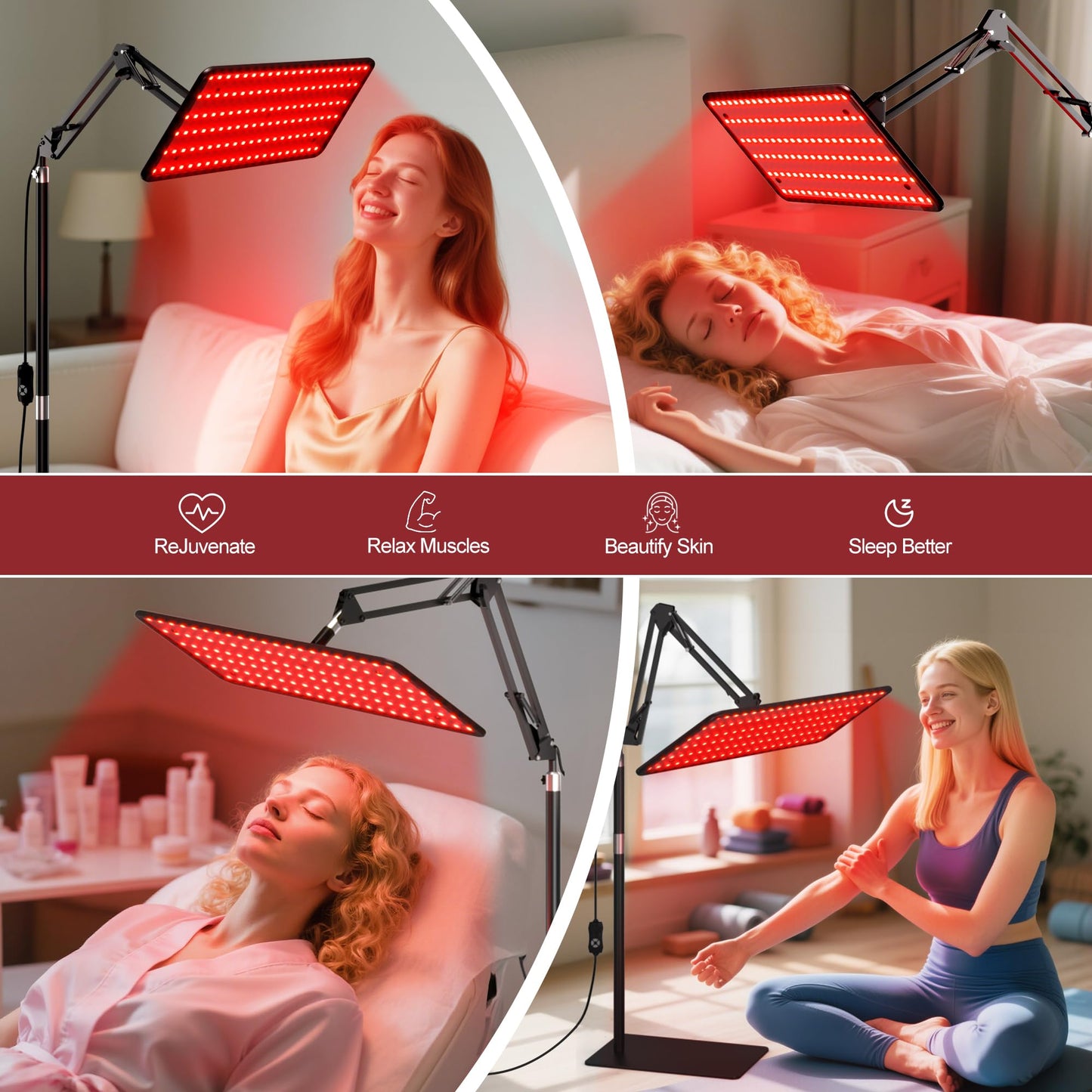 Red Light Therapy Lamp with Stand Face & Body Use