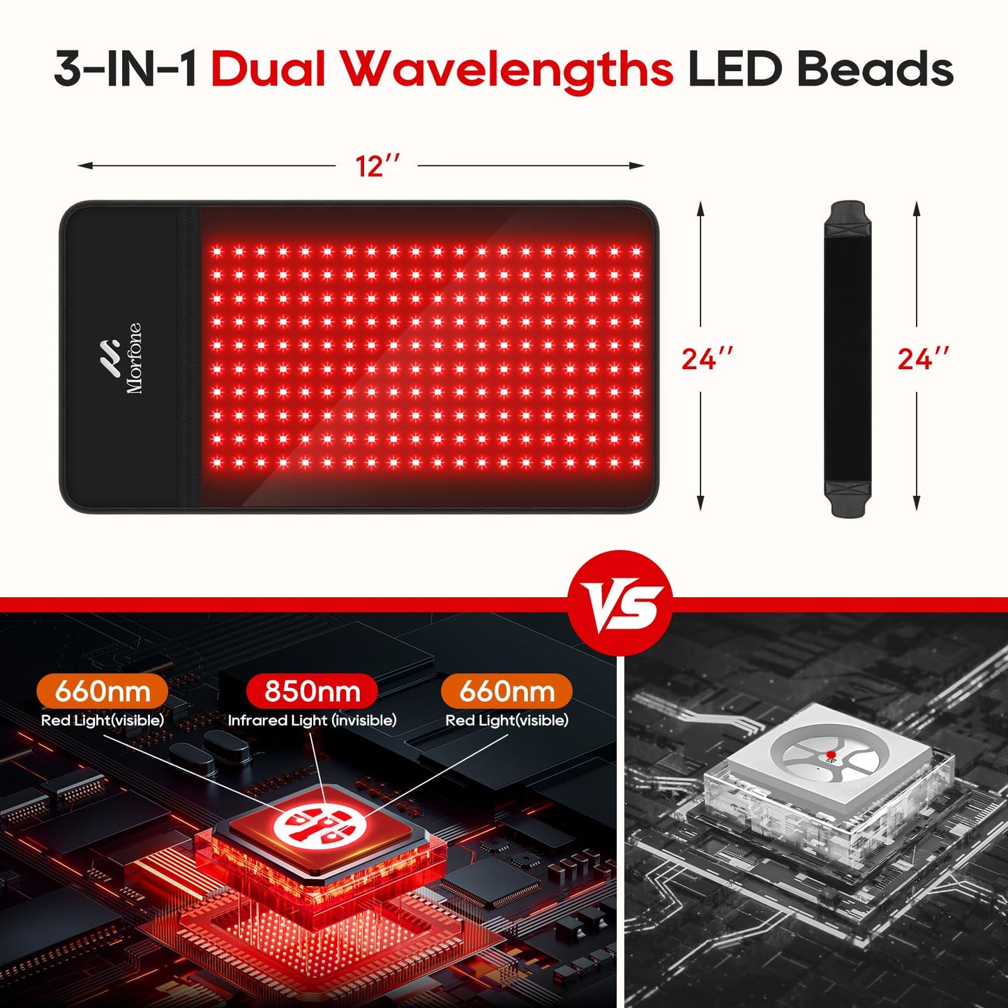 Cordless Red Light Therapy Mat - 24"x12" Infrared Heating Pad