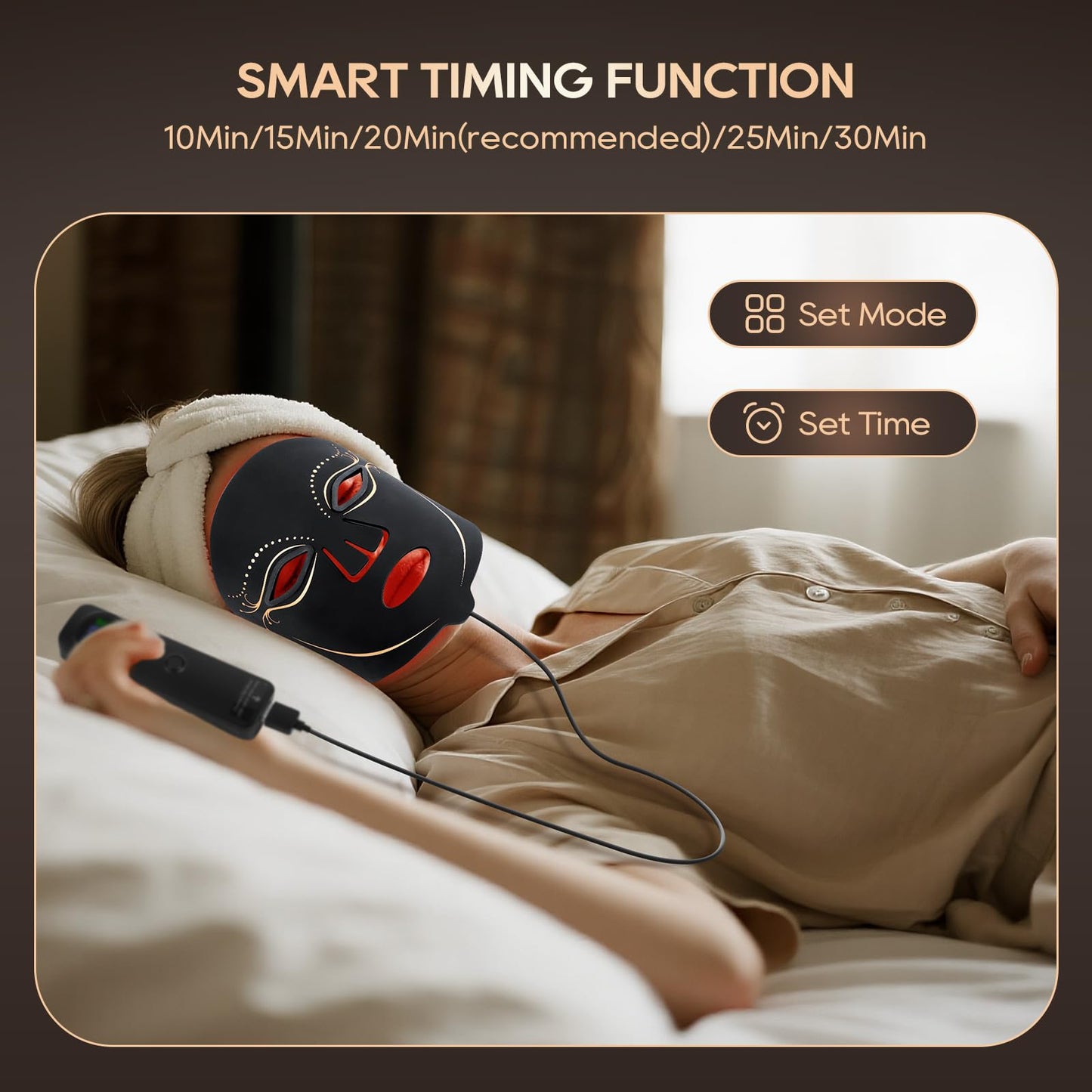 LED Red Light Therapy Mask for Face – 4 Modes, Timer, Home Use