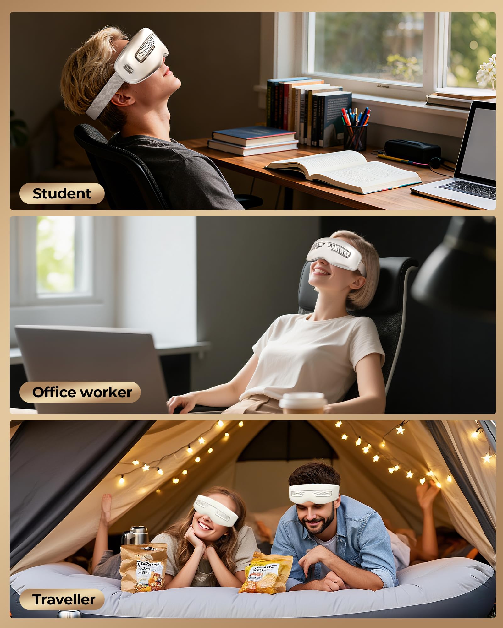 Eye Massager with Heat & Cooling for Migraines & Dry Eyes