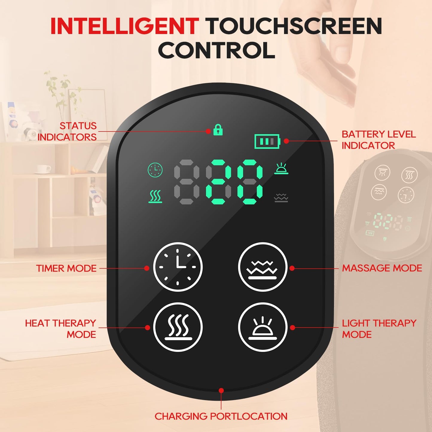 Knee Red Light Therapy - 3 Vibration Modes, 4 Heat Levels, Wireless