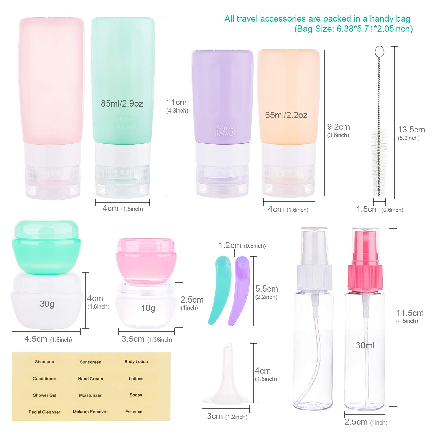 Morfone 16 Pack Travel Bottles Set for Toiletries Detail Information